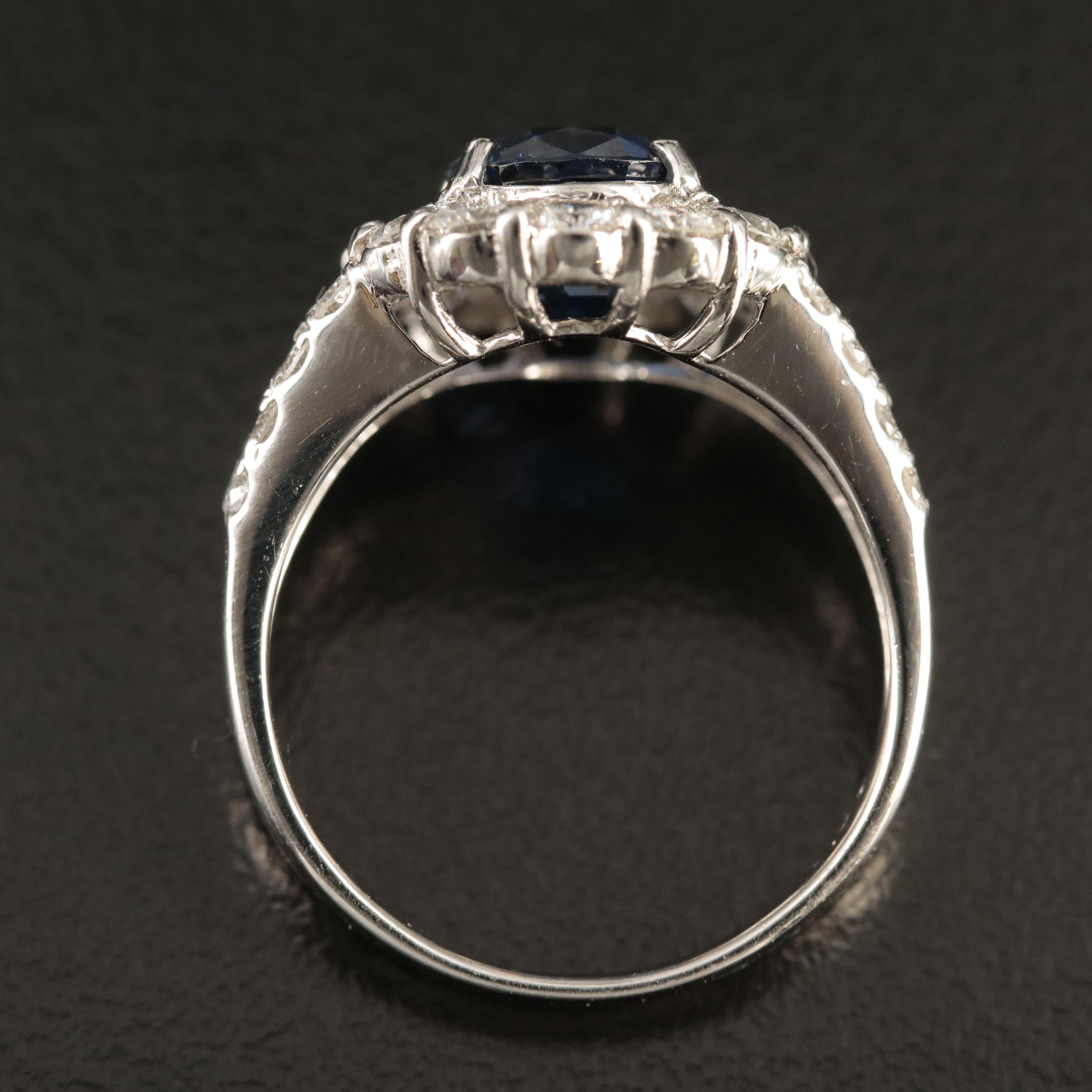 Platinum 3.06 CT Madagascan Sapphire and 1.08 CTW Diamond Ring with GIA Report