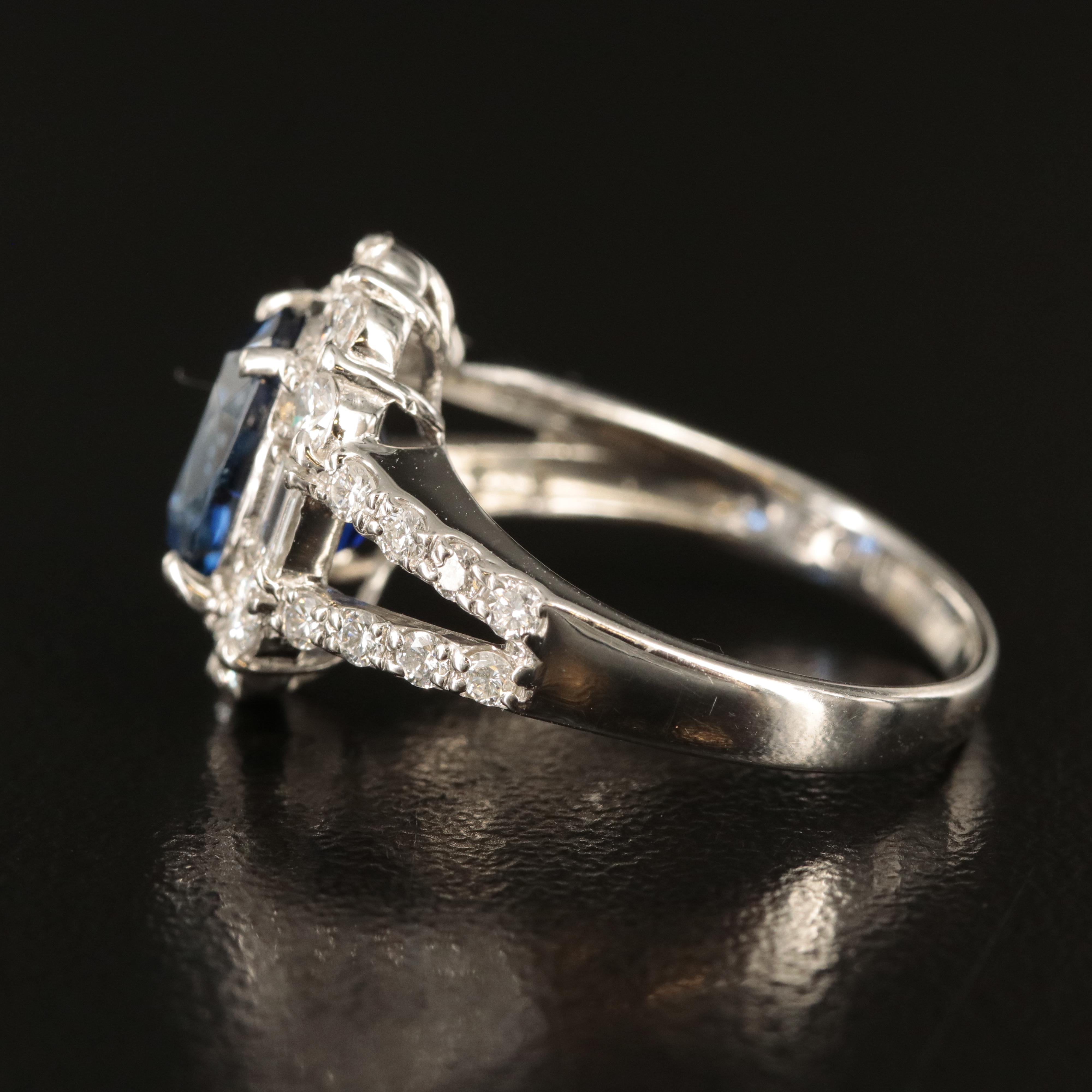 Platinum 3.06 CT Madagascan Sapphire and 1.08 CTW Diamond Ring with GIA Report