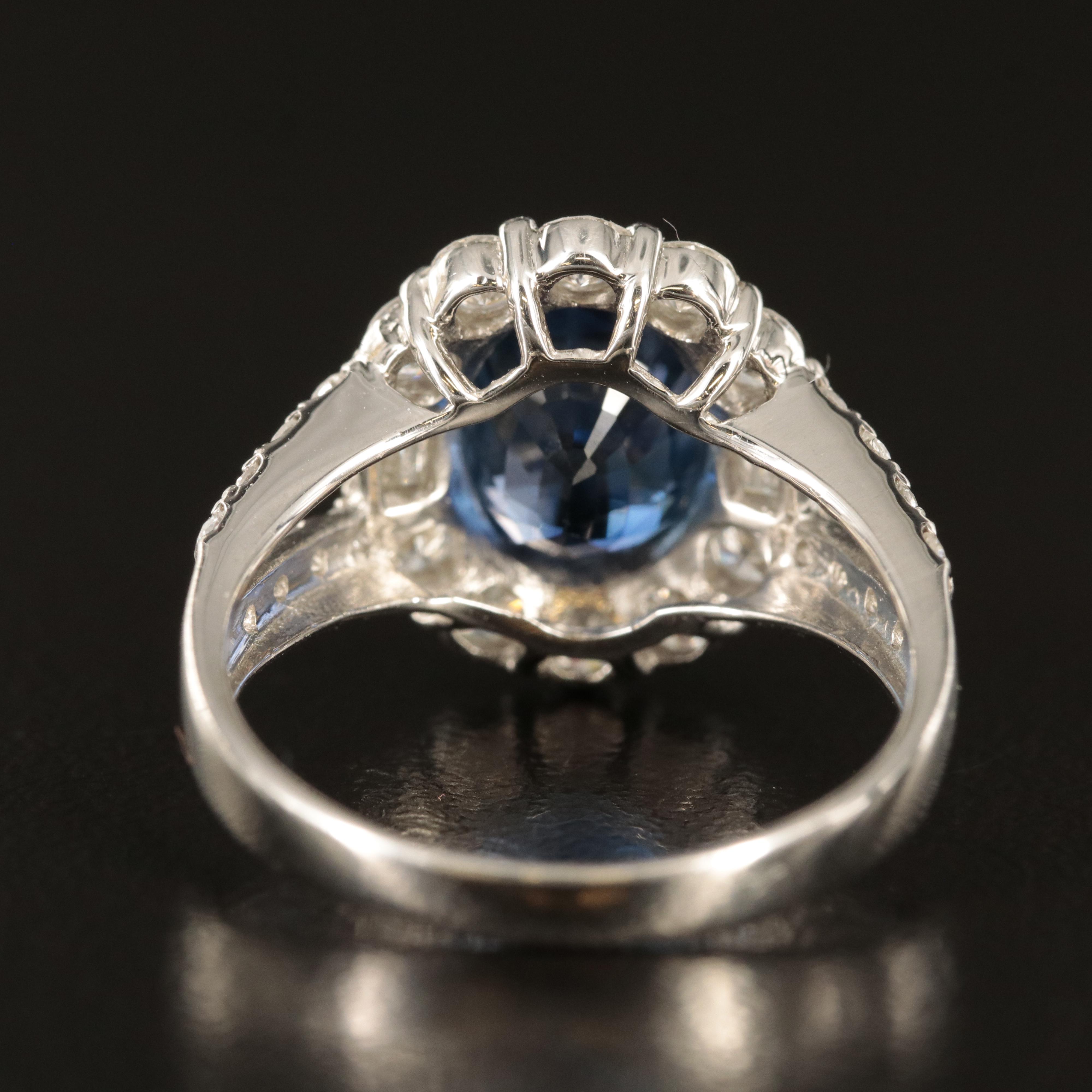 Platinum 3.06 CT Madagascan Sapphire and 1.08 CTW Diamond Ring with GIA Report