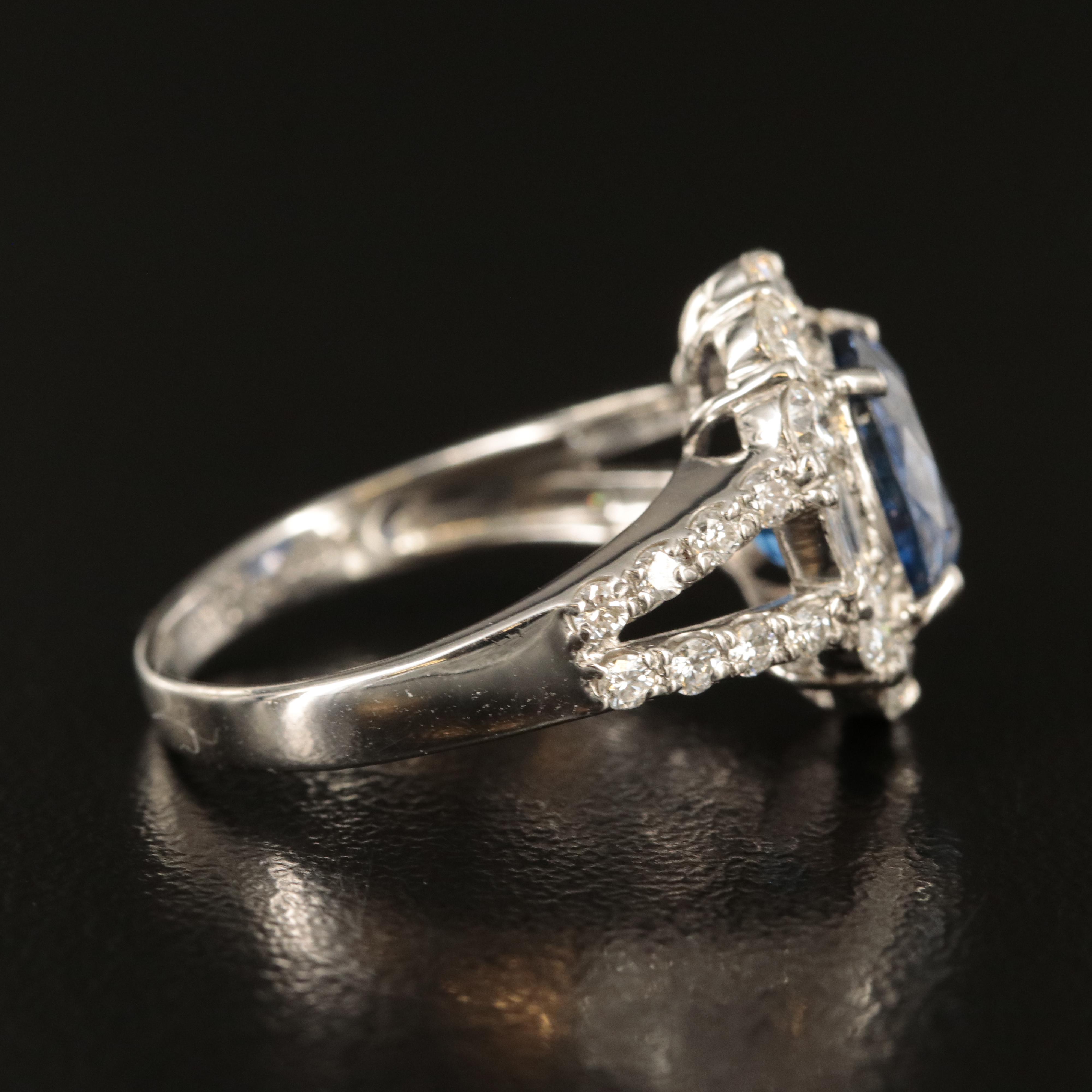 Platinum 3.06 CT Madagascan Sapphire and 1.08 CTW Diamond Ring with GIA Report