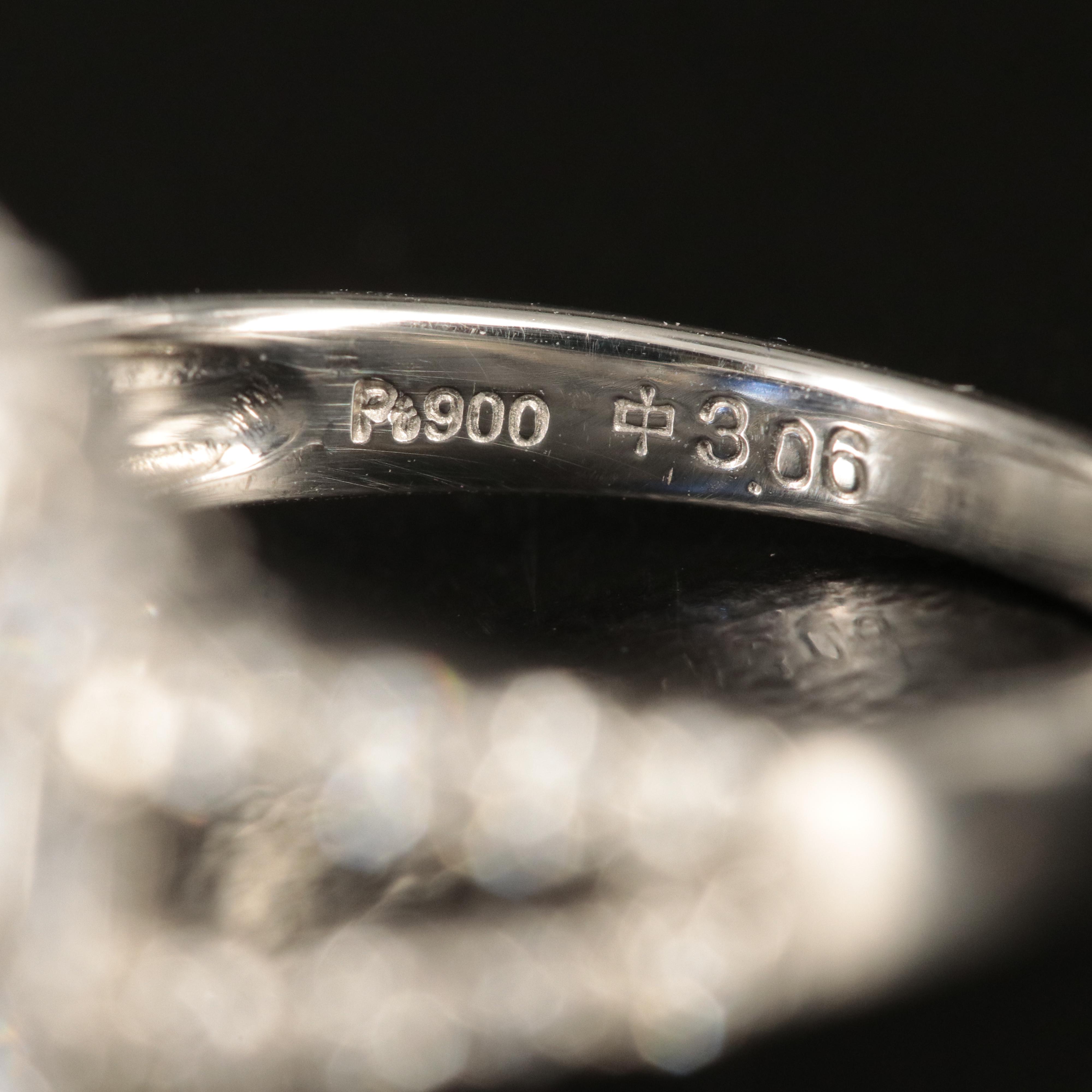 Platinum 3.06 CT Madagascan Sapphire and 1.08 CTW Diamond Ring with GIA Report