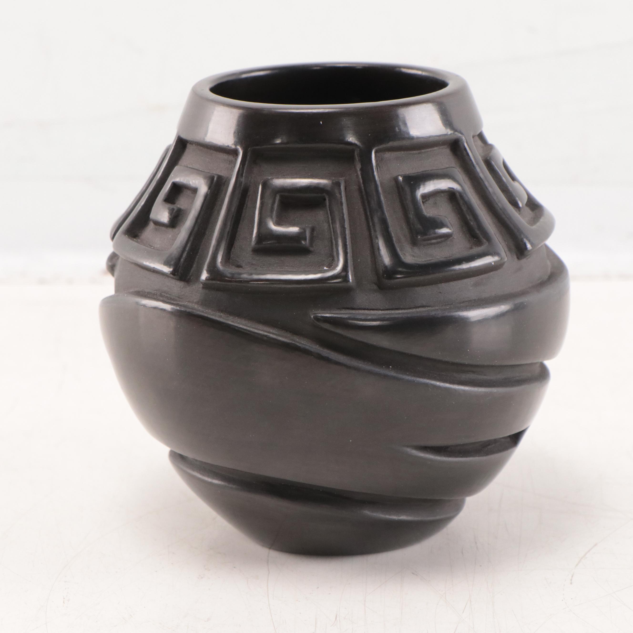 Judy and Lincoln Tafoya Santa Clara Pueblo Carved Blackware Vase