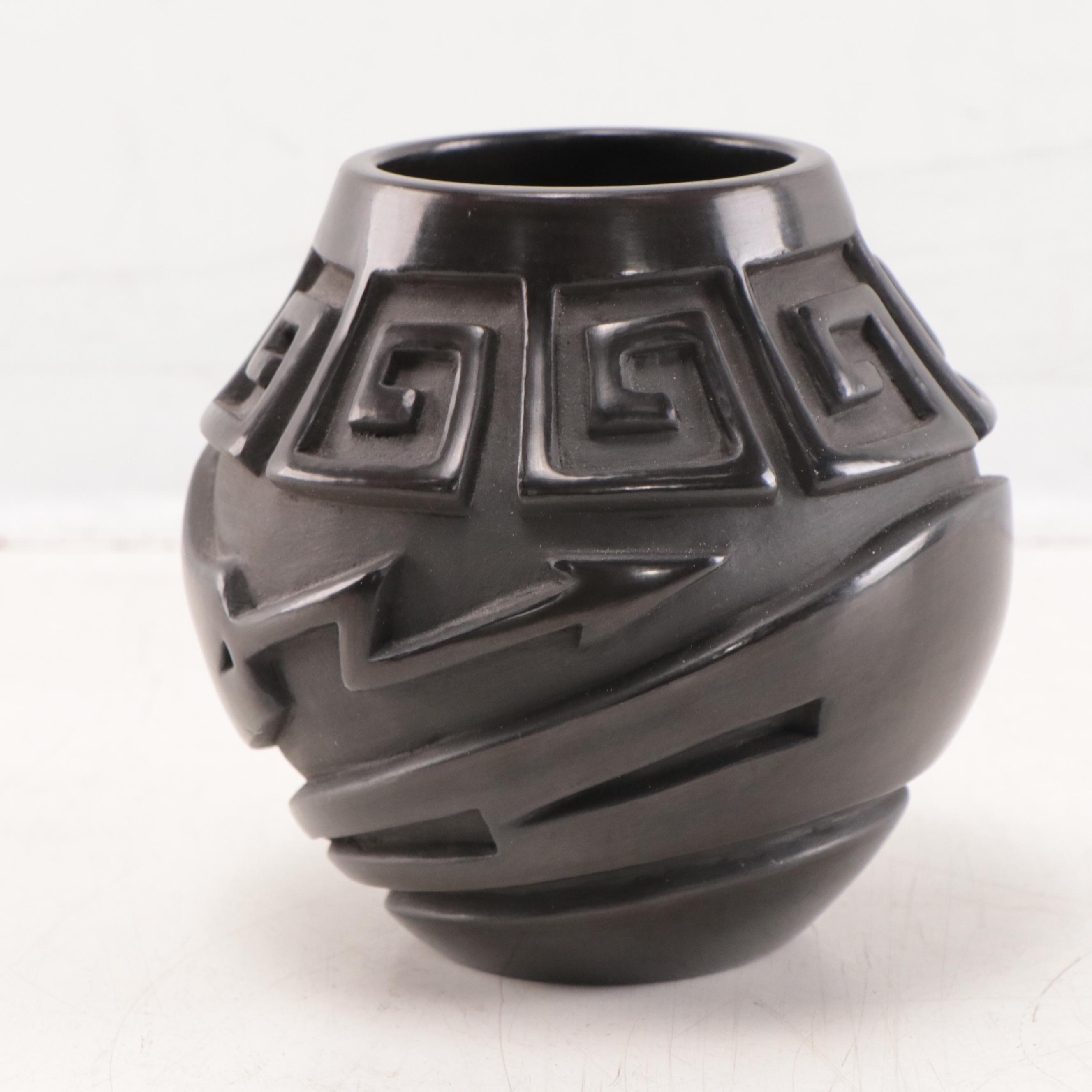 Judy and Lincoln Tafoya Santa Clara Pueblo Carved Blackware Vase