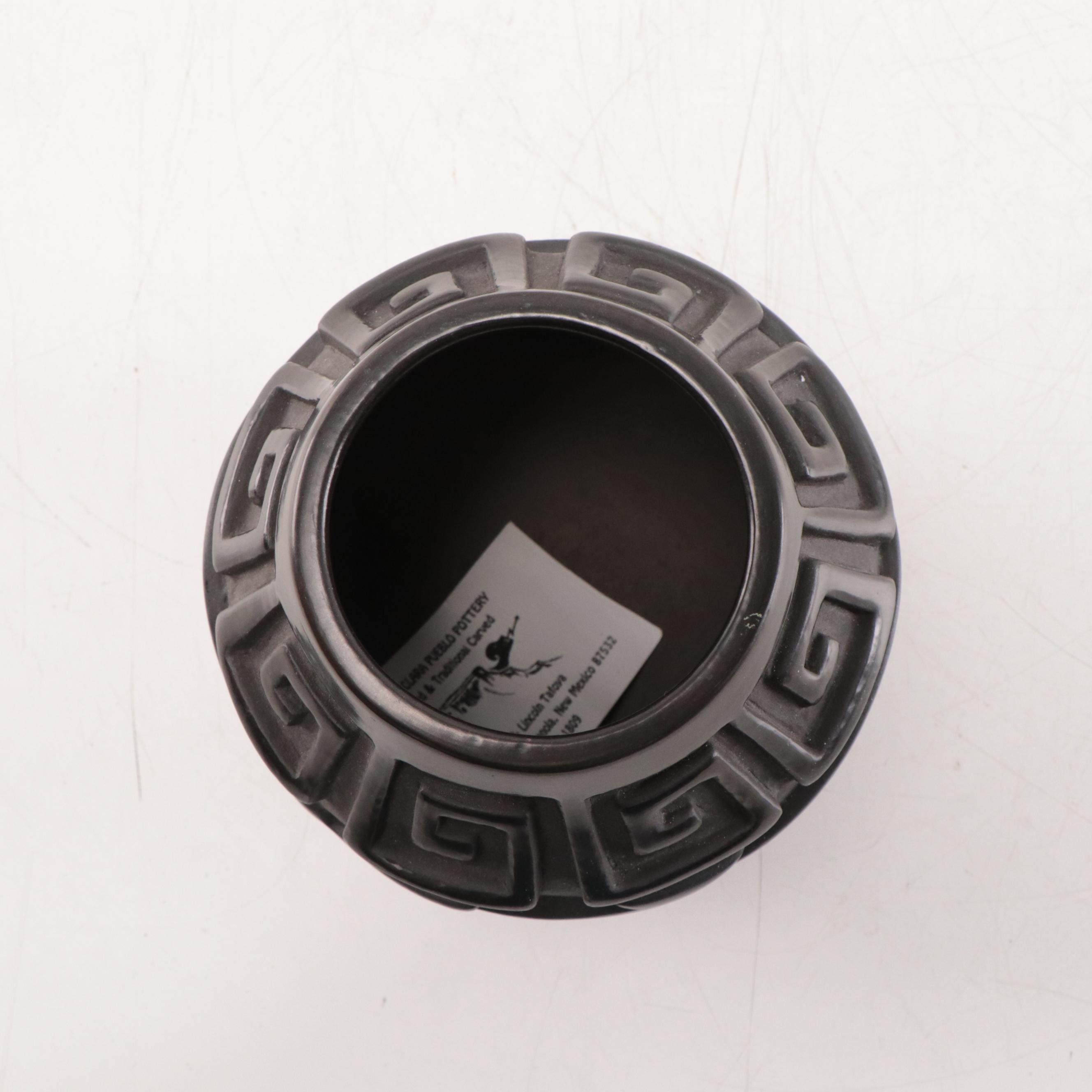 Judy and Lincoln Tafoya Santa Clara Pueblo Carved Blackware Vase