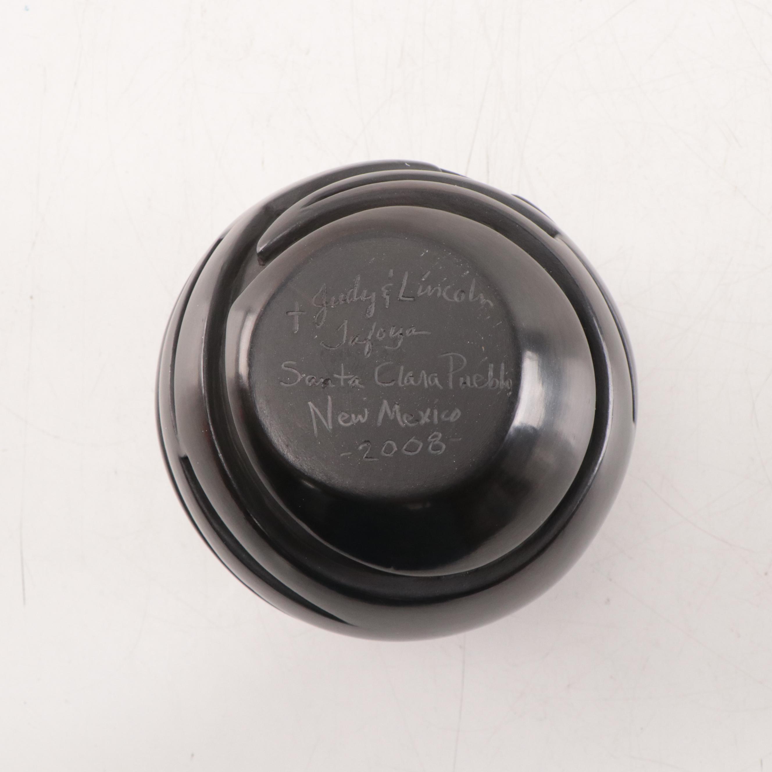 Judy and Lincoln Tafoya Santa Clara Pueblo Carved Blackware Vase