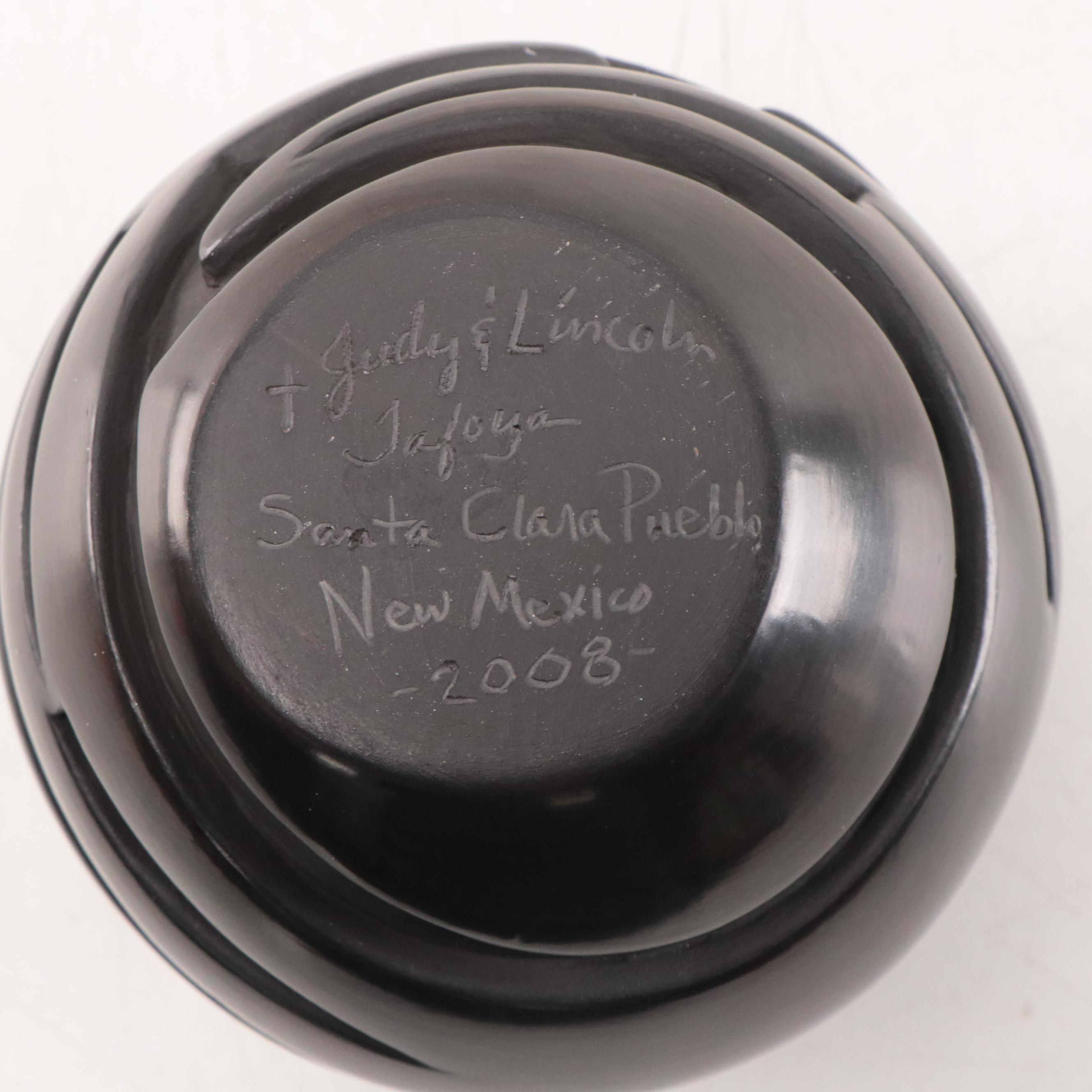 Judy and Lincoln Tafoya Santa Clara Pueblo Carved Blackware Vase