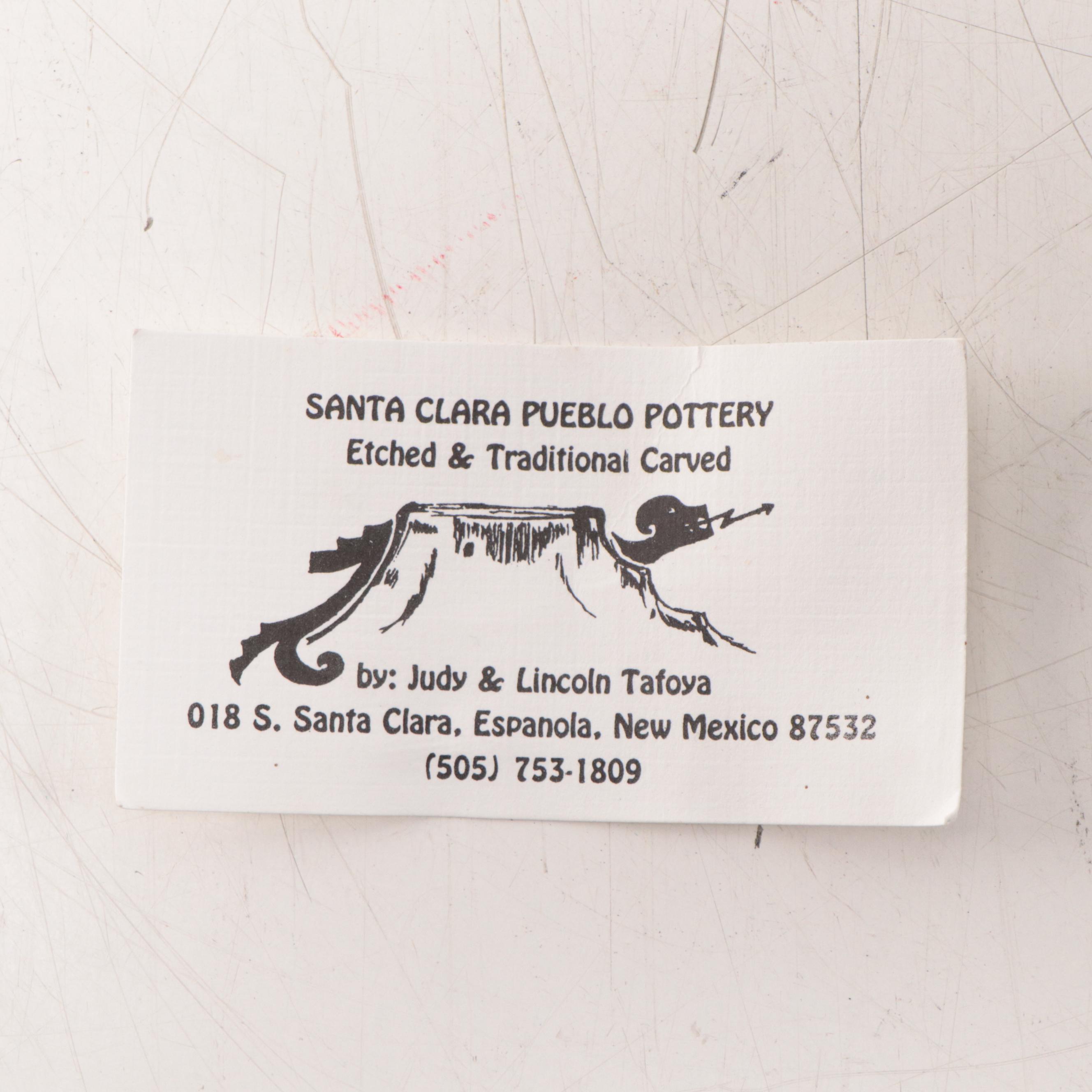 Judy and Lincoln Tafoya Santa Clara Pueblo Carved Blackware Vase