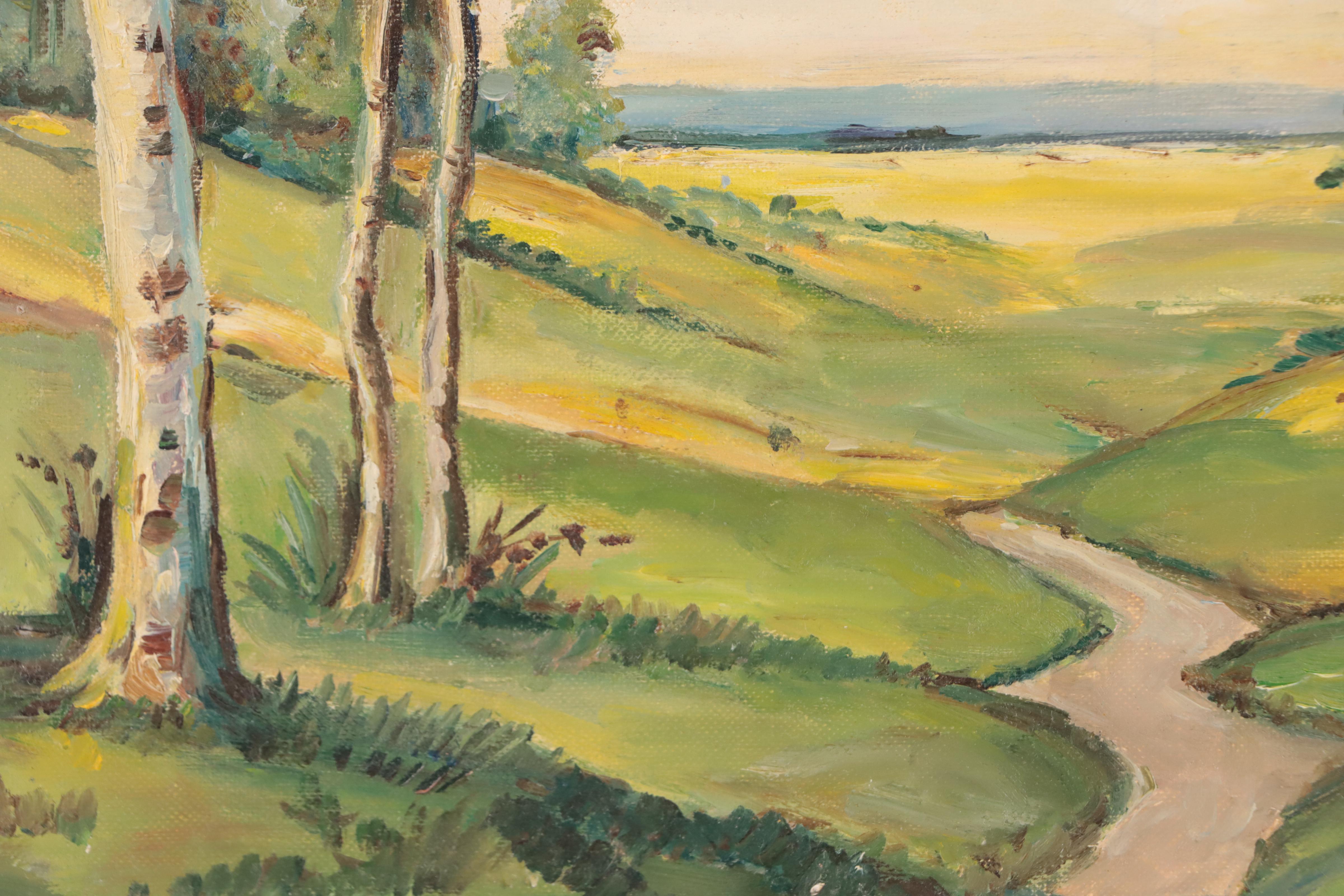 E. Lancaster Landscape With Birches Oil Painting