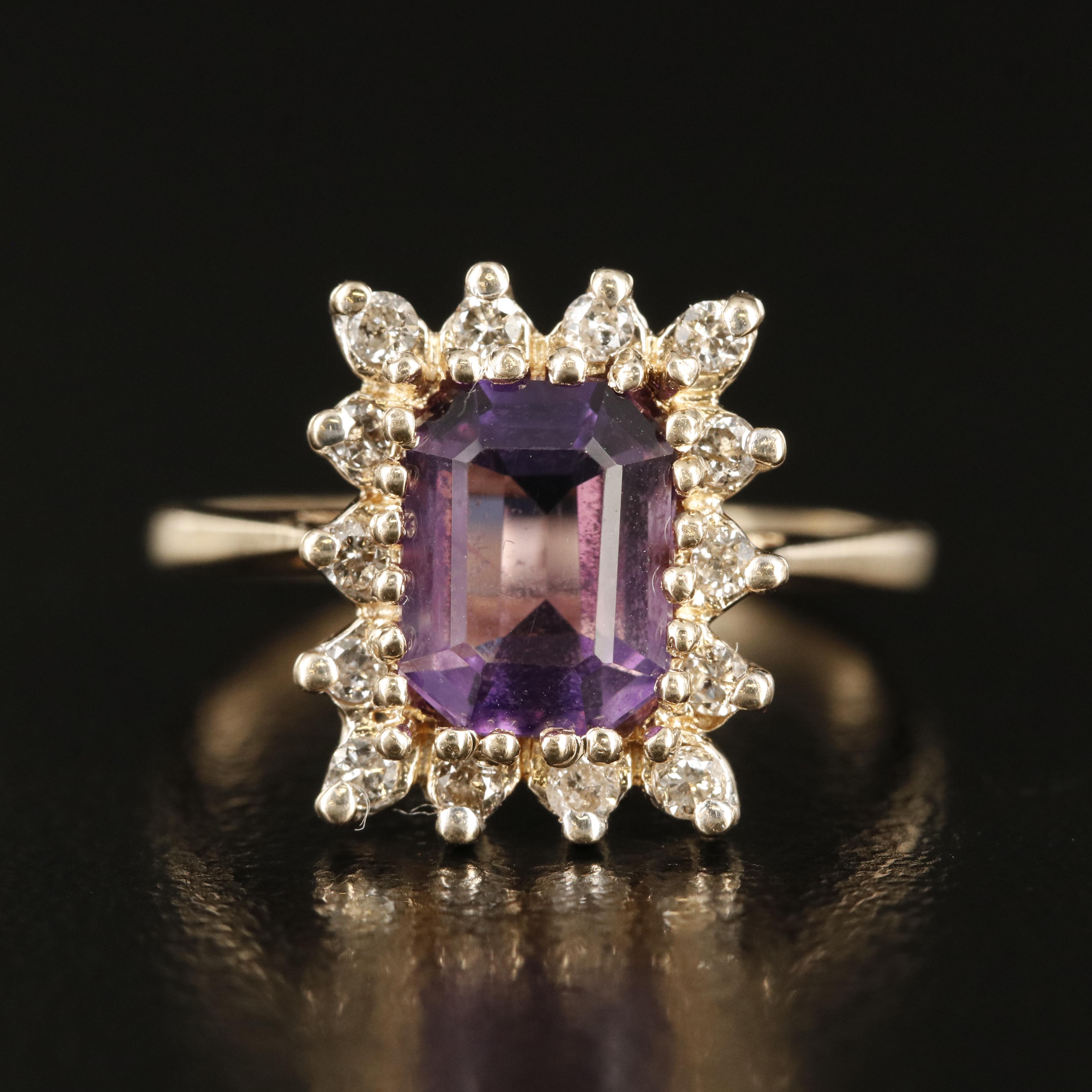 14K Amethyst and Diamond Ring