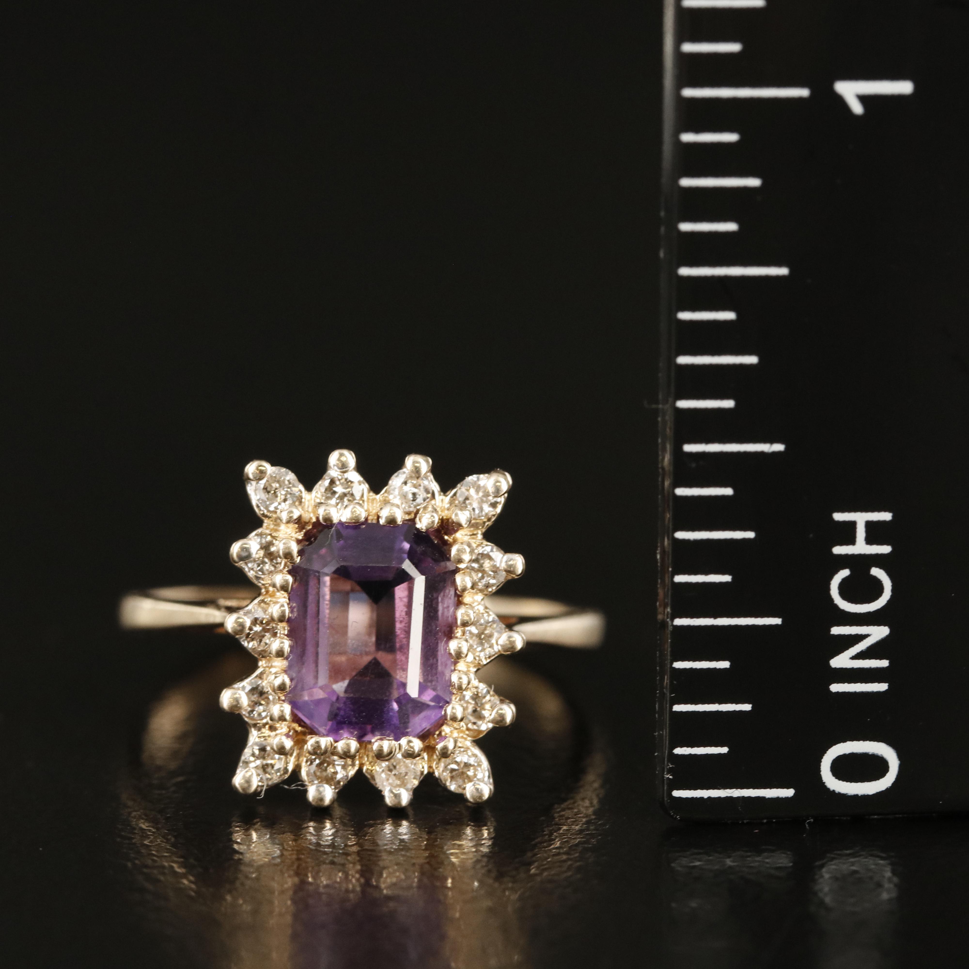 14K Amethyst and Diamond Ring