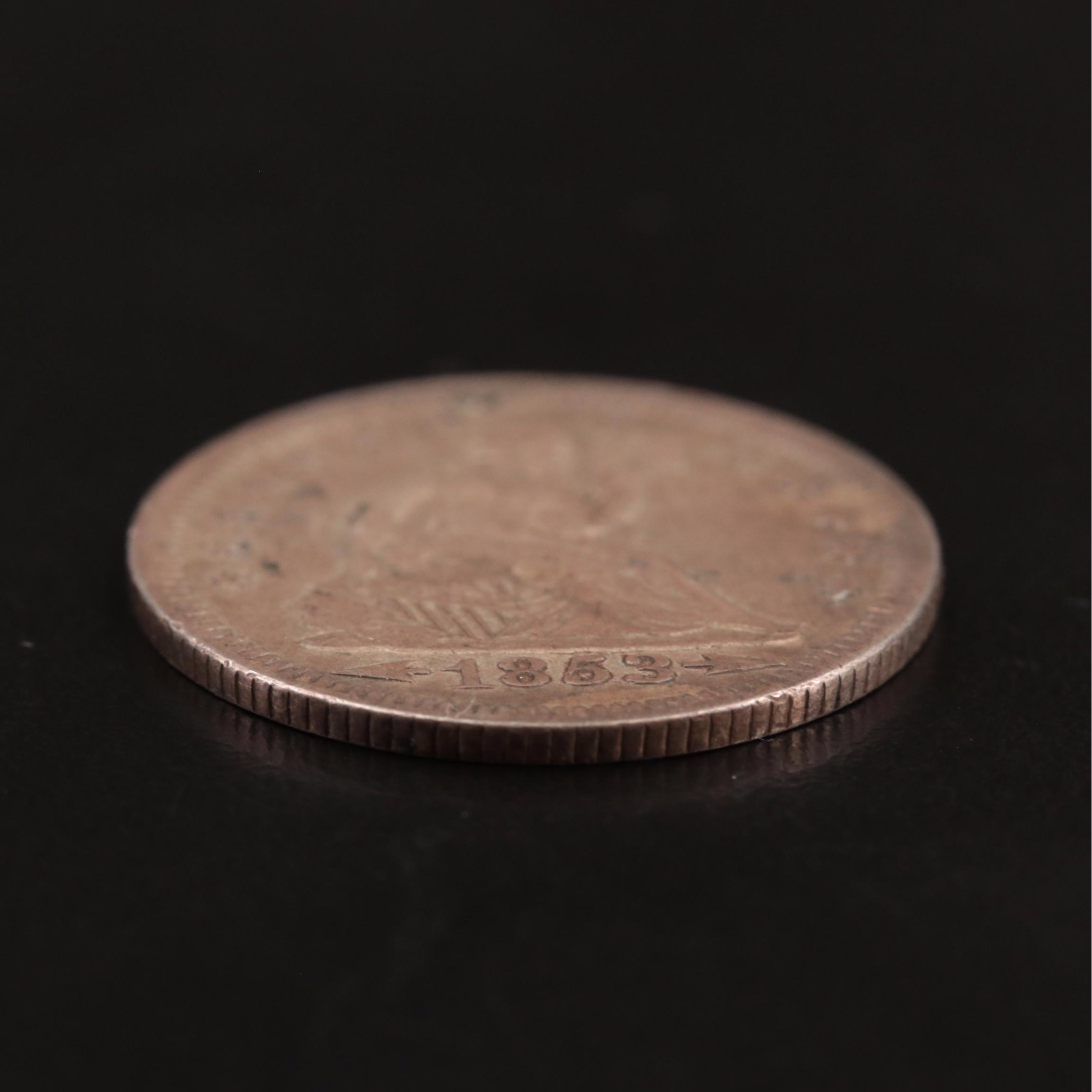 1853 "With Arrows and Rays" Seated Liberty Silver Quarter