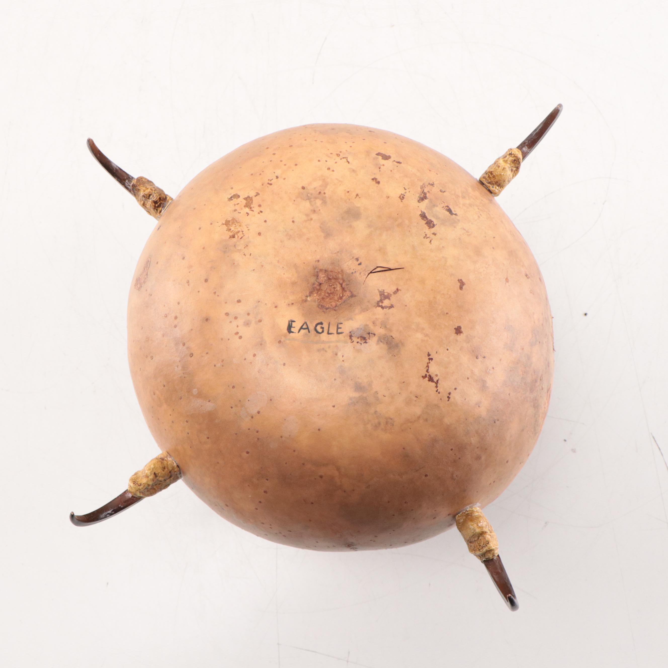 Hand-Painted Carved Gourd Vessel "Eagle," Late 20th Century