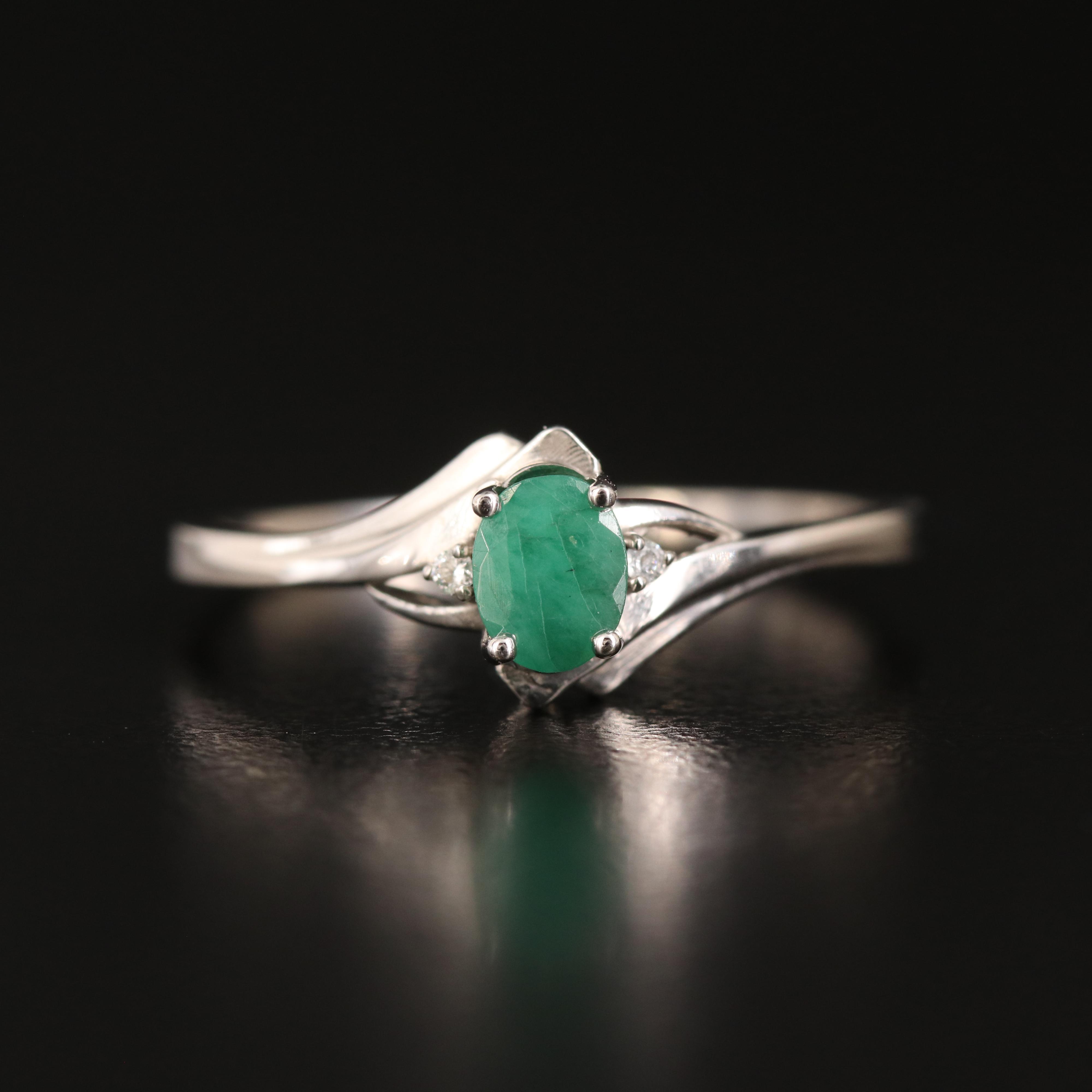 14K Emerald and Diamond Ring