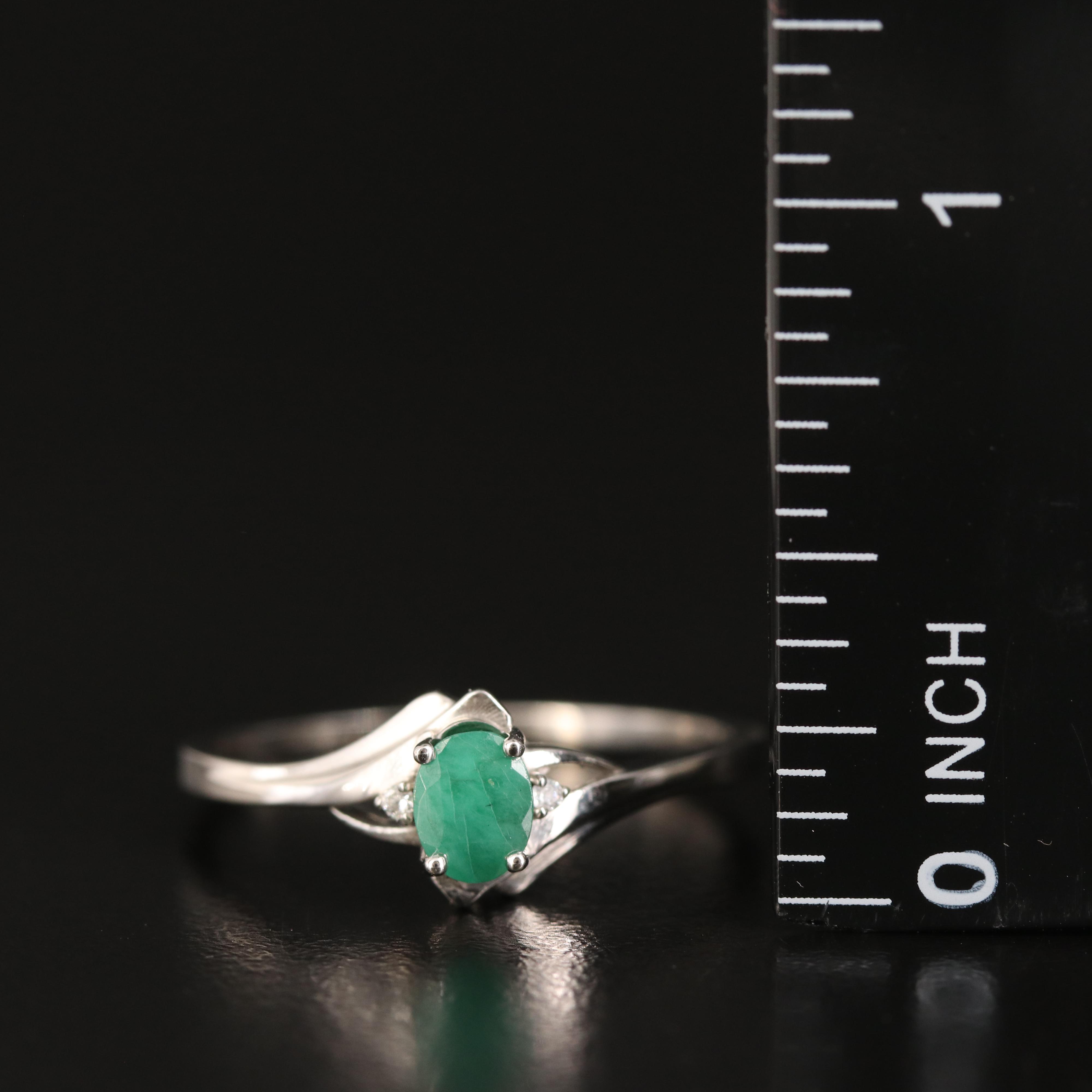 14K Emerald and Diamond Ring