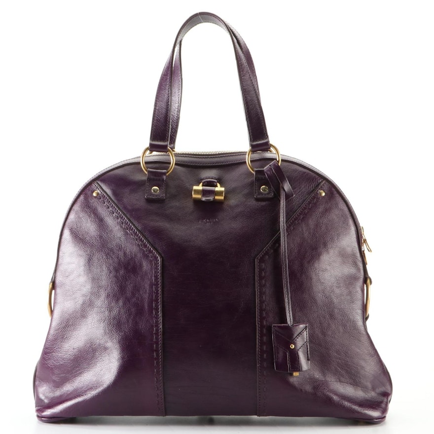 Yves Saint Laurent Muse Top Handle Bag in Grained Leather