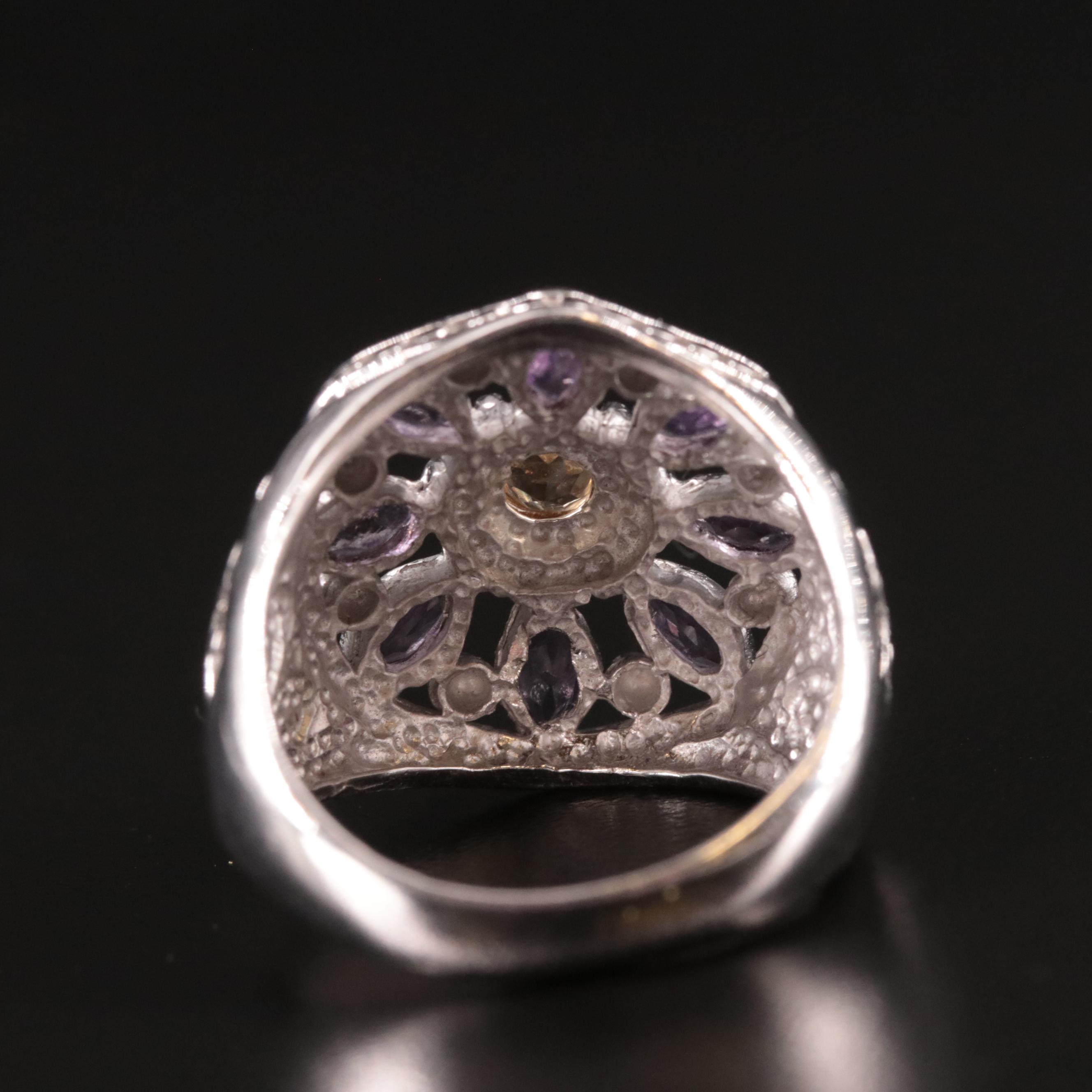 Sterling Amethyst Open Work Ring