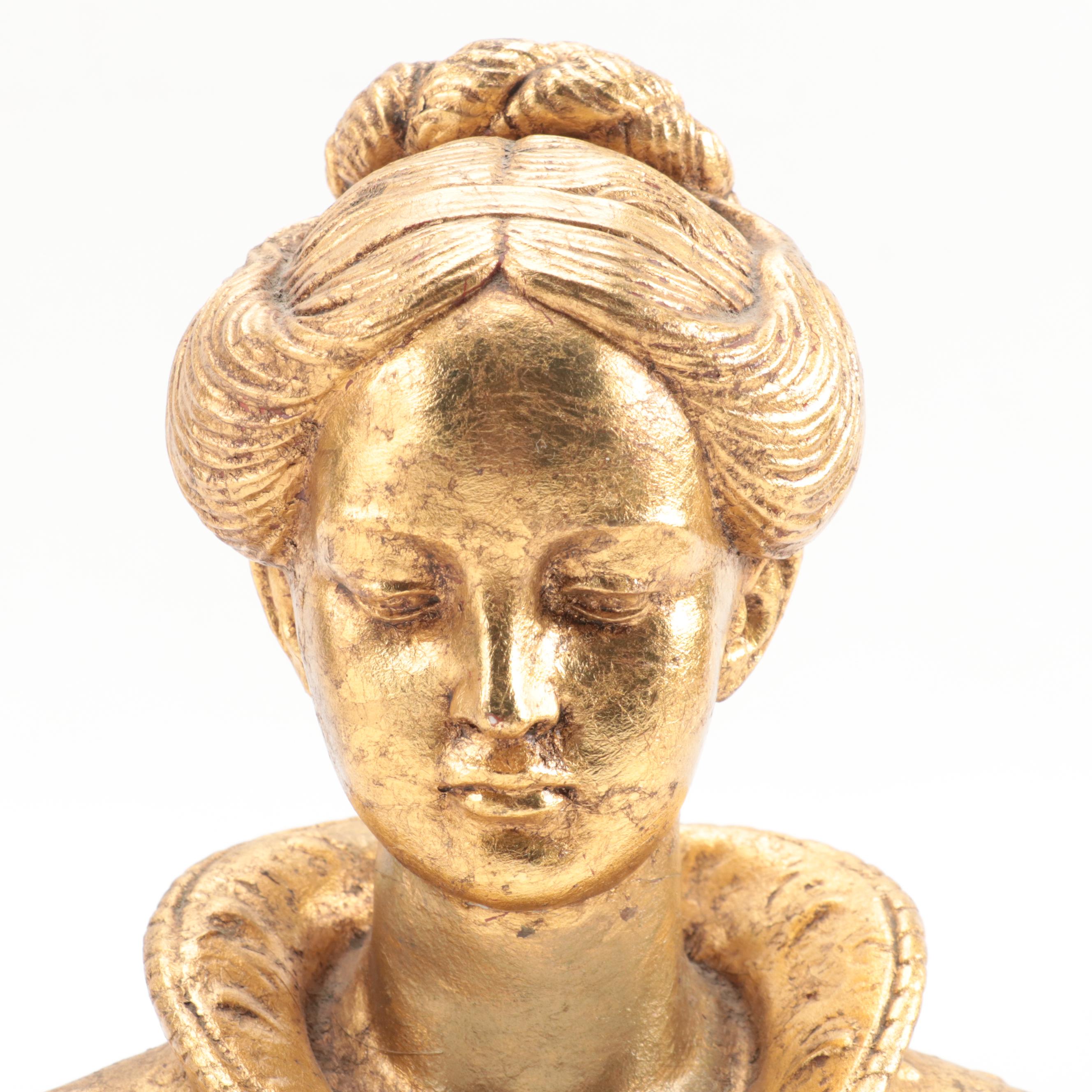 Gilt Plaster Bust of a Castilian Woman, Mid to Late 20th Century