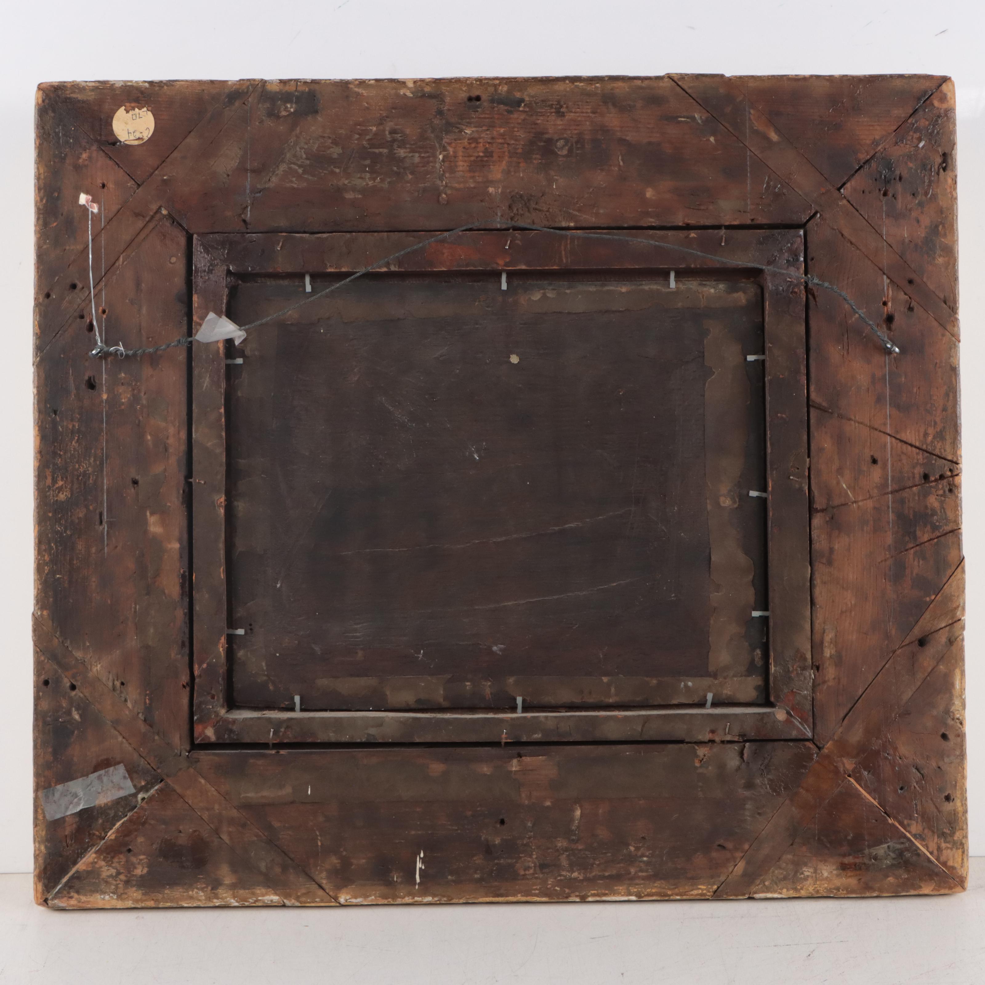 English School Barn Scene Oil Painting, Circa 1890