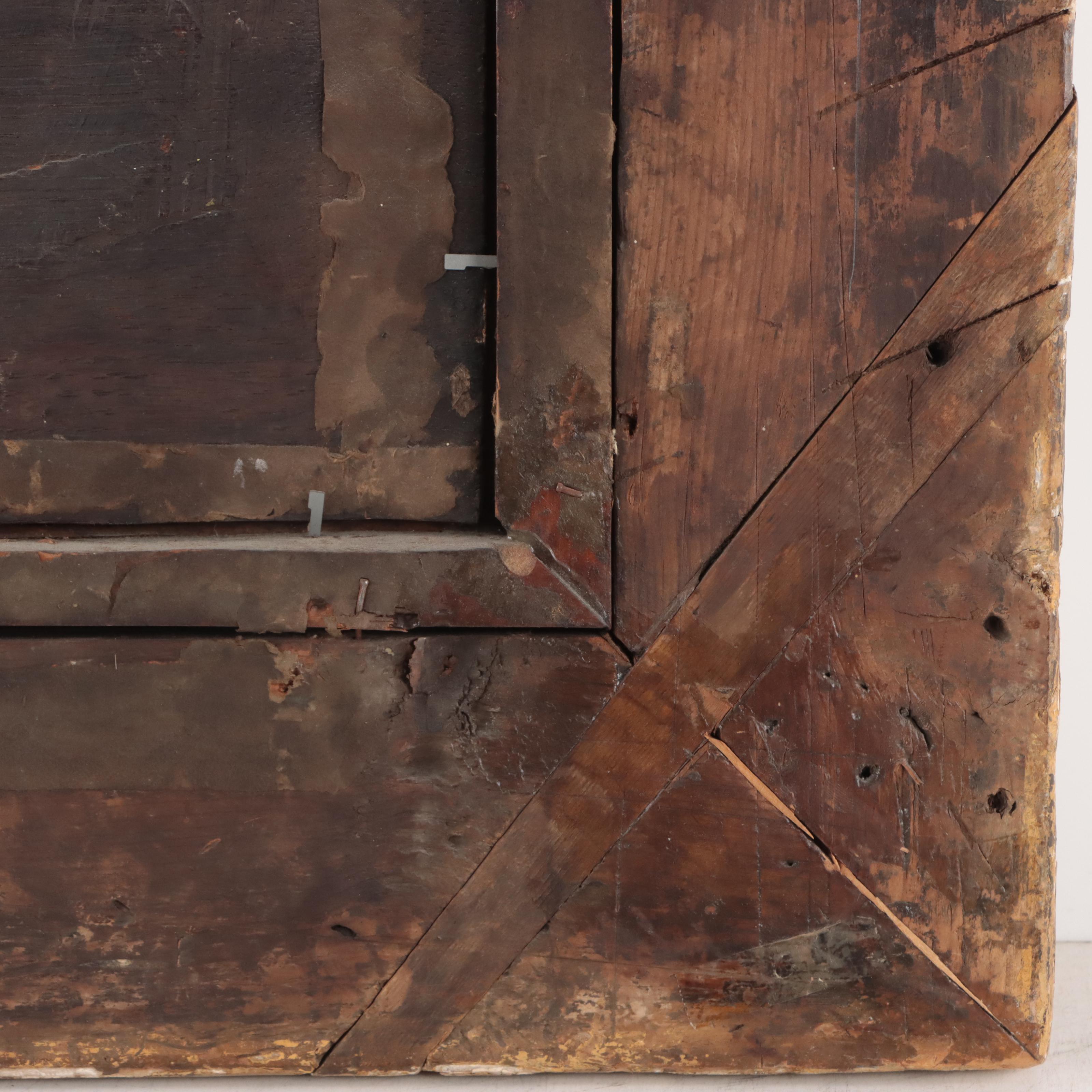 English School Barn Scene Oil Painting, Circa 1890