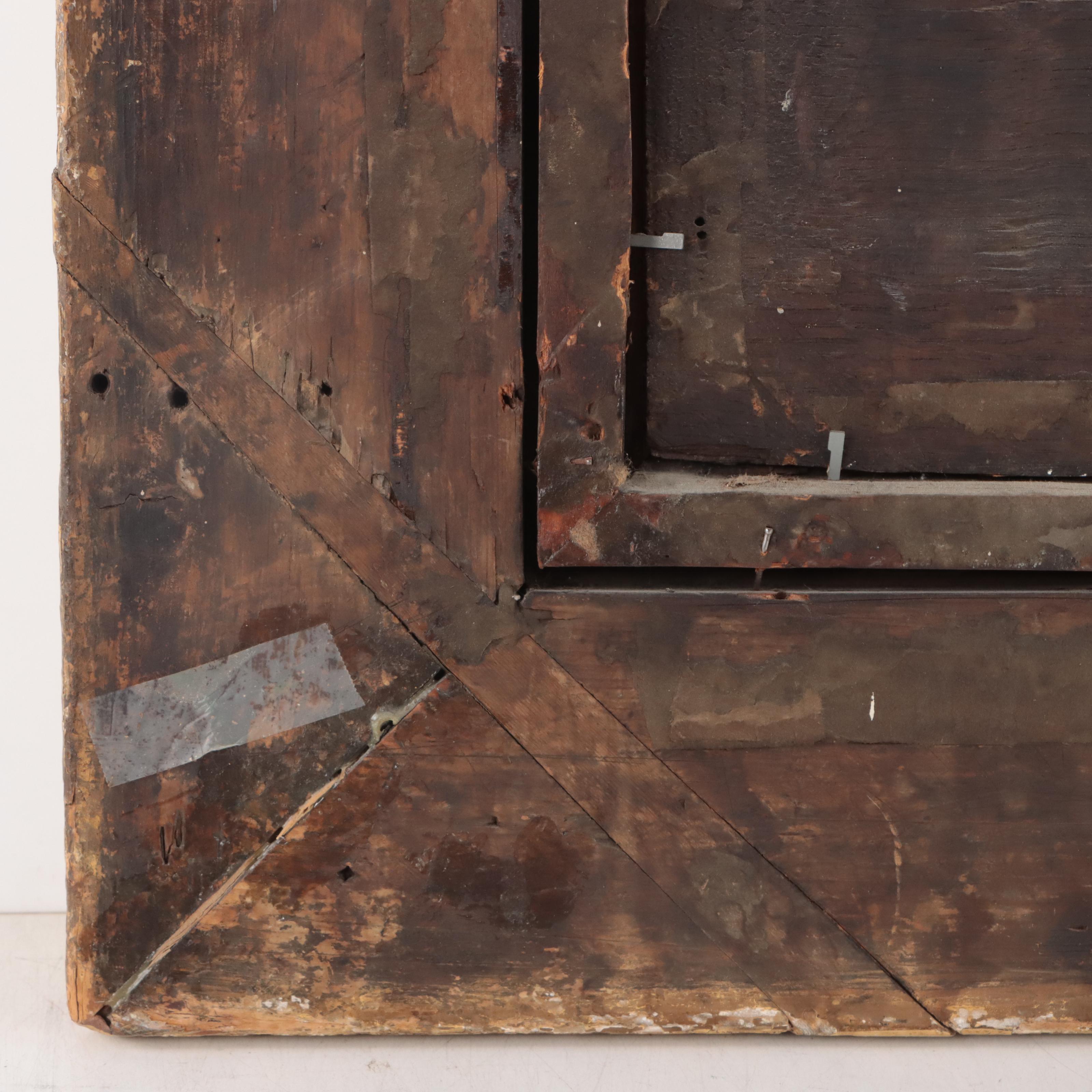 English School Barn Scene Oil Painting, Circa 1890