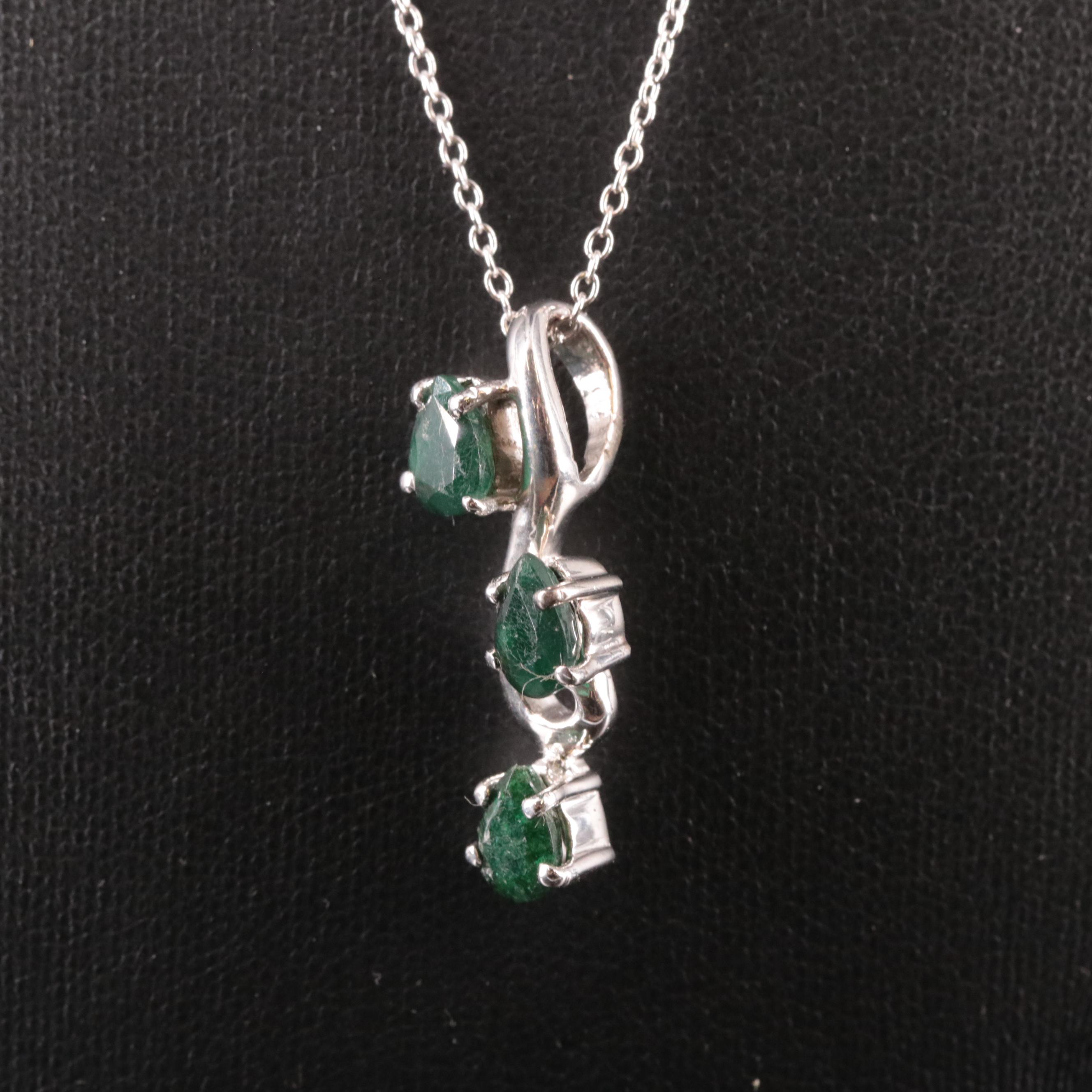 Sterling Emerald Pendant Necklace