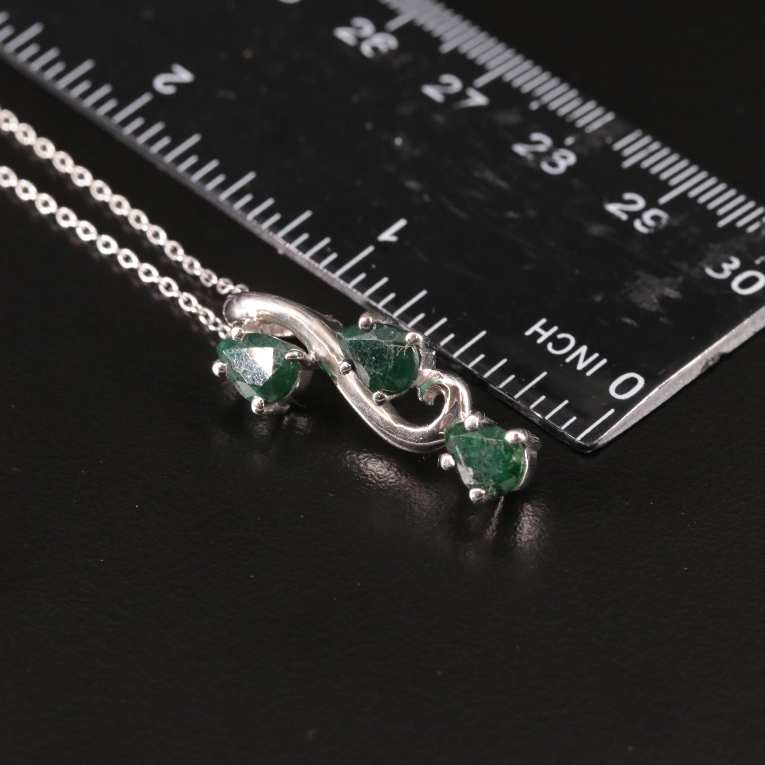 Sterling Emerald Pendant Necklace
