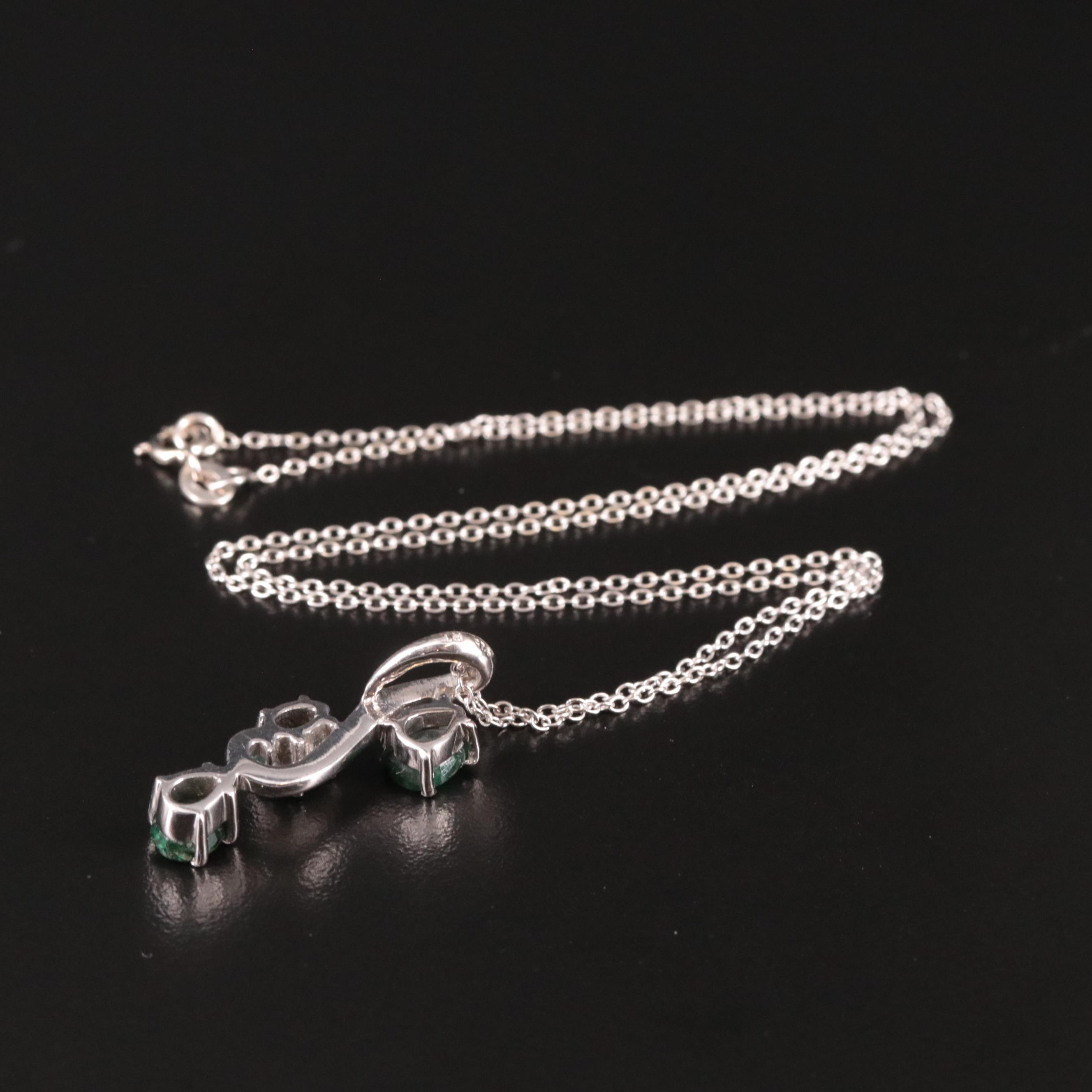 Sterling Emerald Pendant Necklace