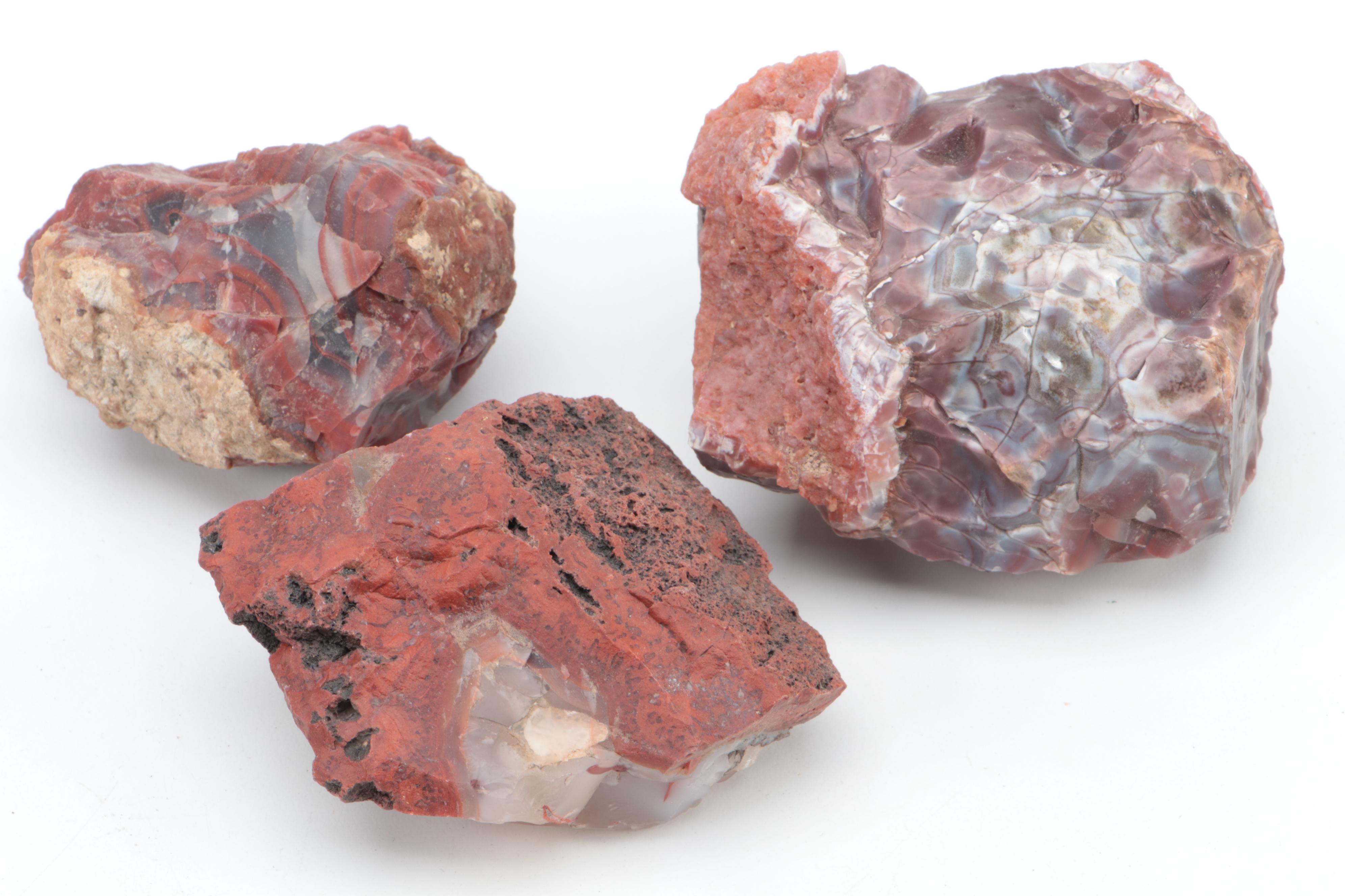 Polished Carnelian Agate, Chalcedony and Other Mineral Specimens