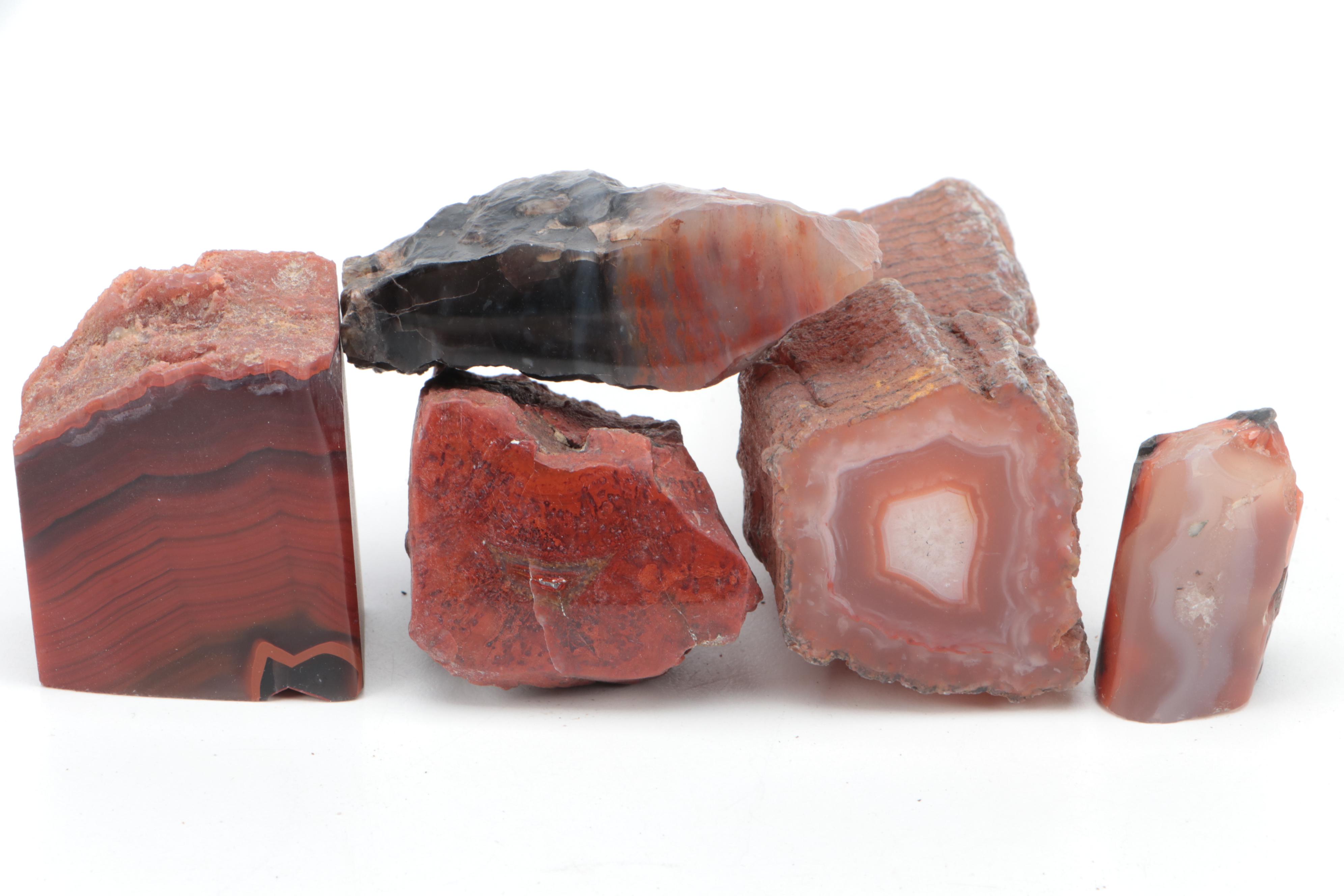 Polished Carnelian Agate, Chalcedony and Other Mineral Specimens