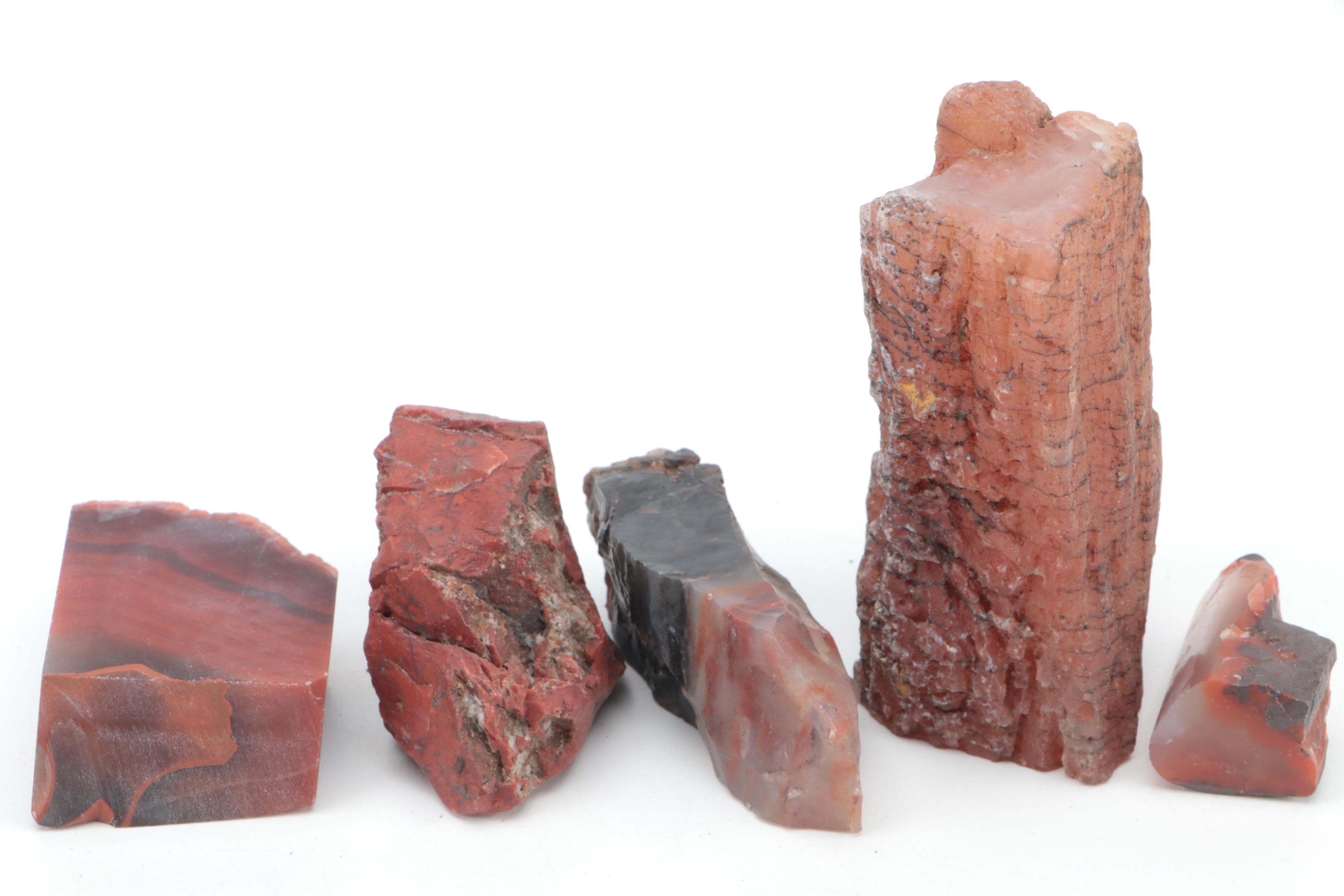 Polished Carnelian Agate, Chalcedony and Other Mineral Specimens