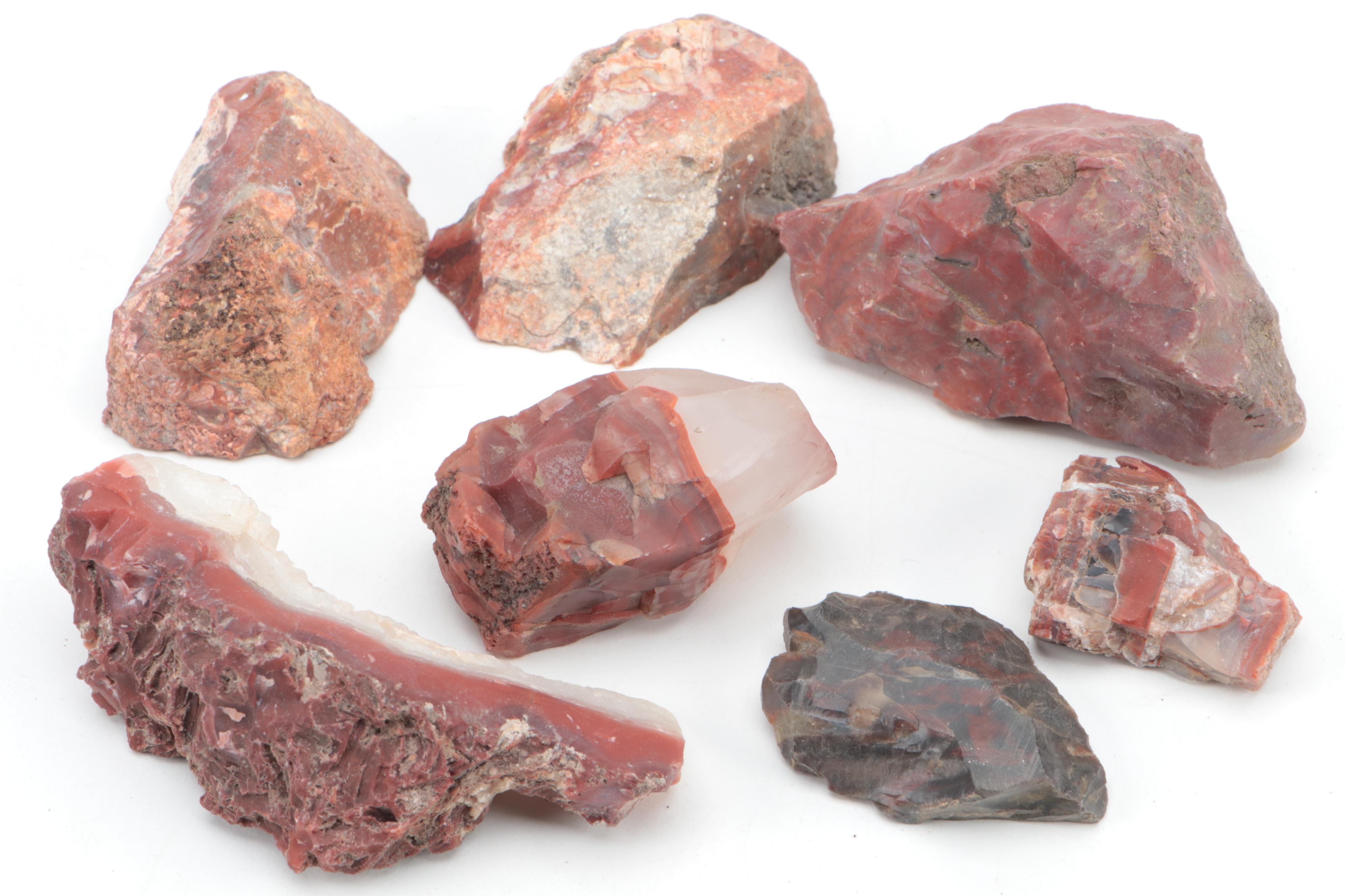 Polished Carnelian Agate, Chalcedony and Other Mineral Specimens