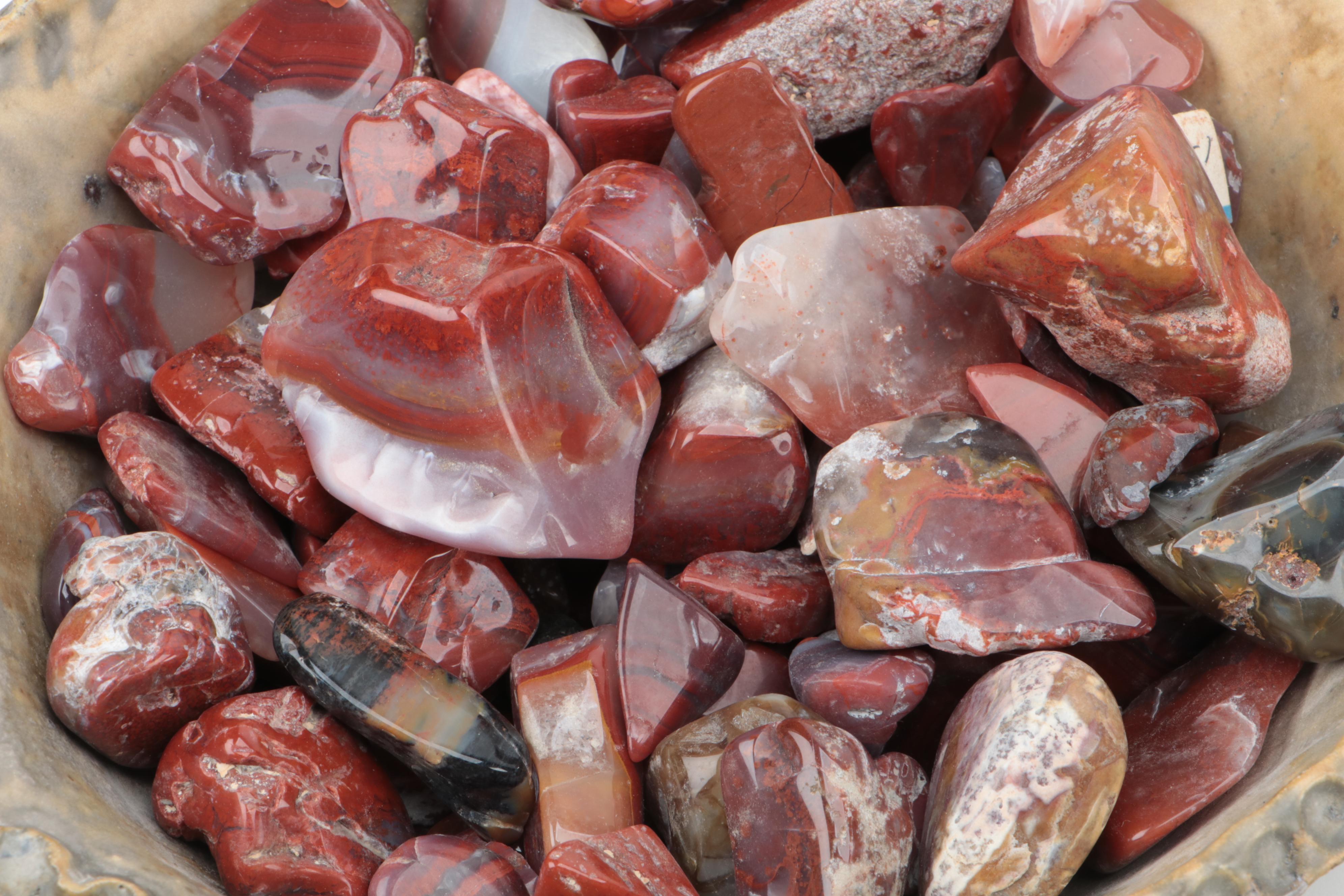 Polished Carnelian Agate, Chalcedony and Other Mineral Specimens