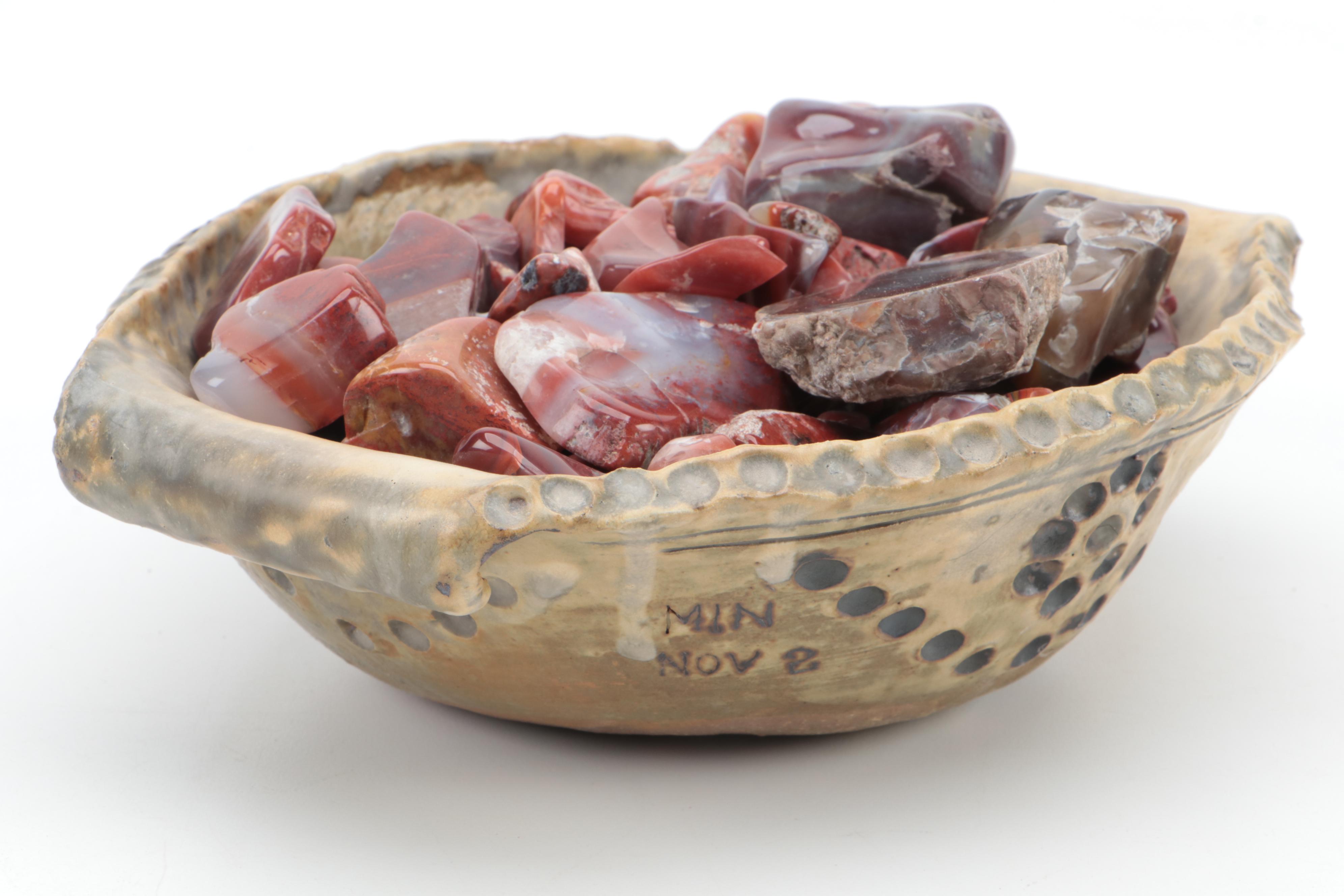 Polished Carnelian Agate, Chalcedony and Other Mineral Specimens