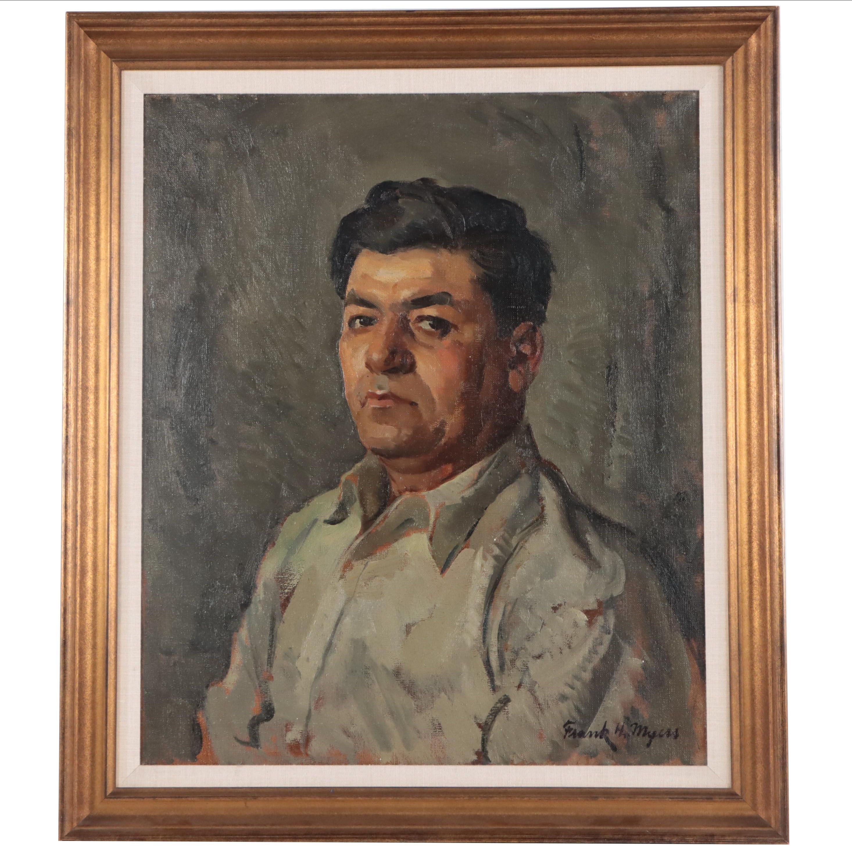 Frank Harmon Myers Portrait Oil Painting of a Man, Circa 1930