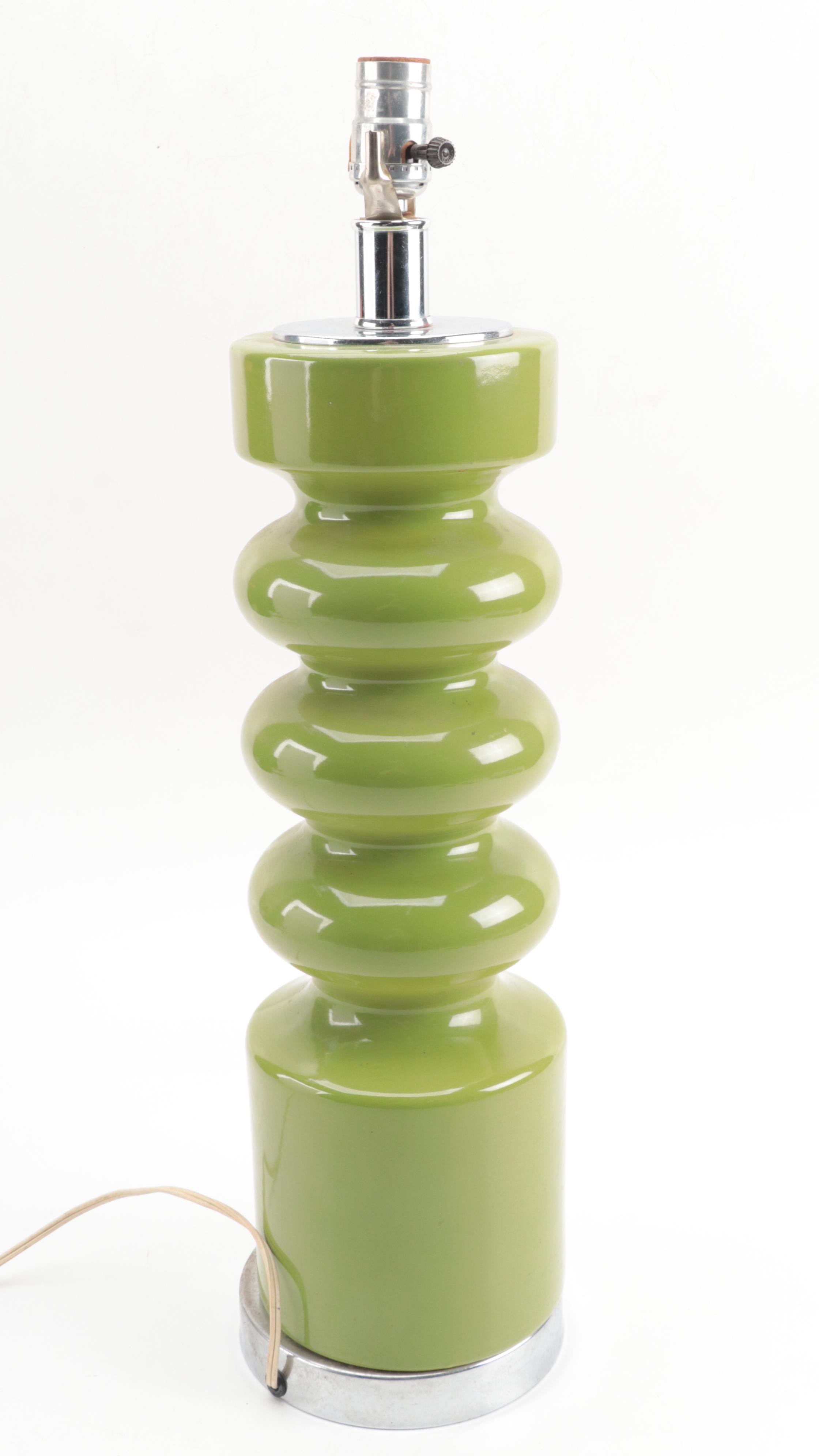 MCM Chrome and Ceramic Stacked Table Lamp, Mid-20th Century