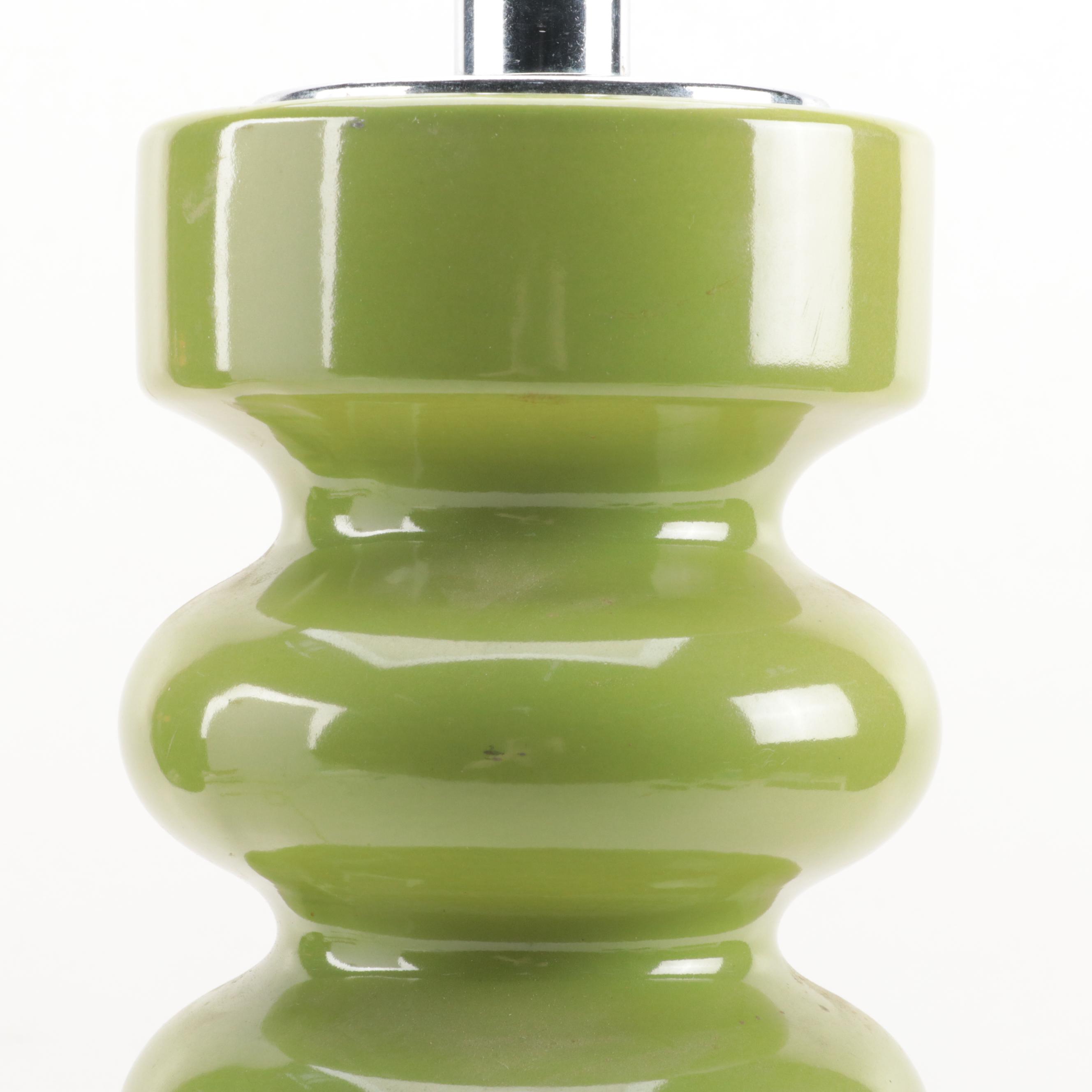 MCM Chrome and Ceramic Stacked Table Lamp, Mid-20th Century