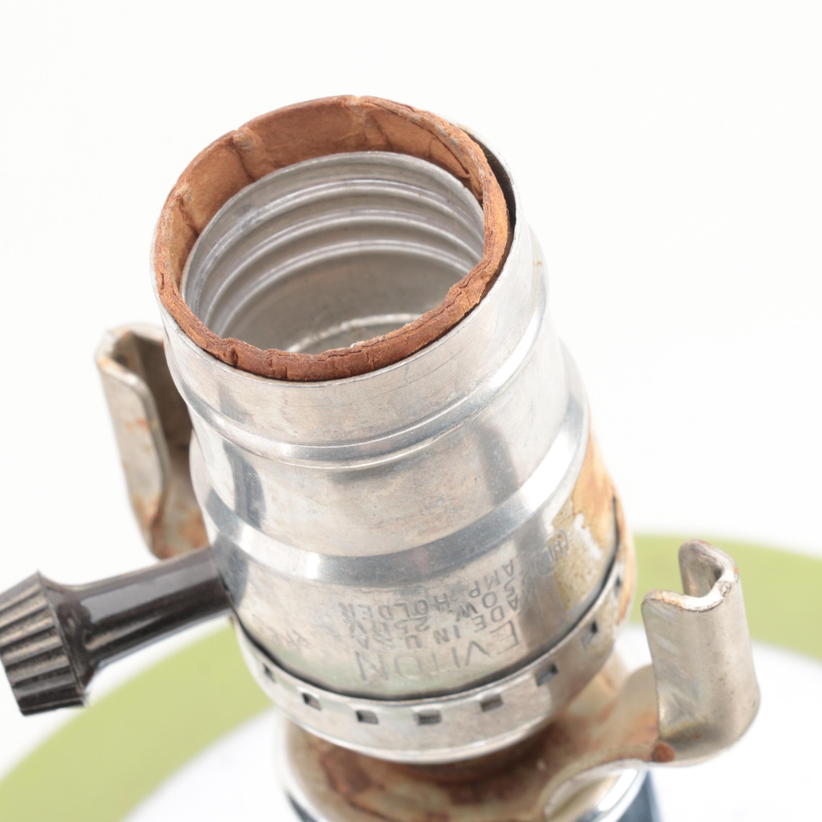 MCM Chrome and Ceramic Stacked Table Lamp, Mid-20th Century