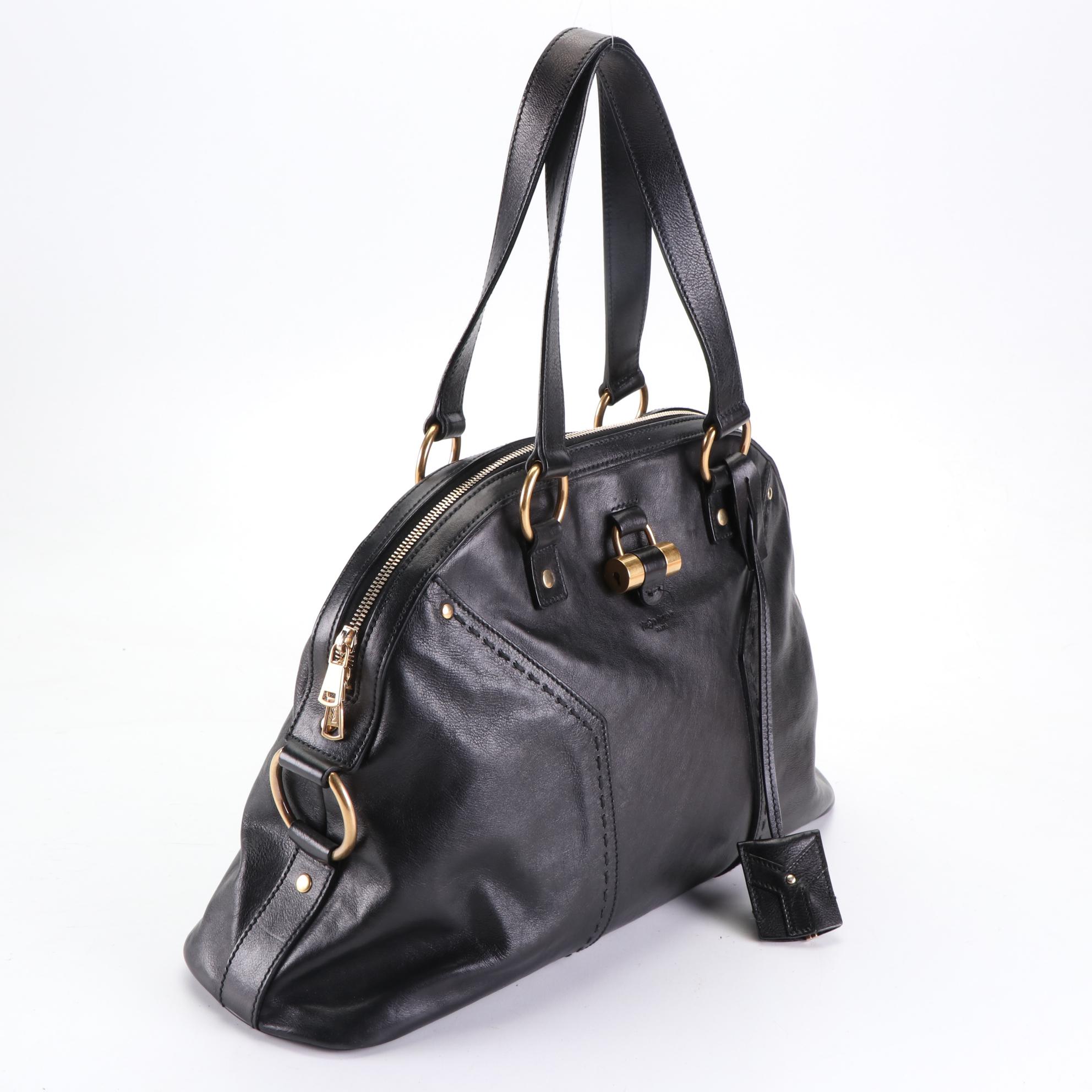 Yves Saint Laurent YSL Sac Muse Handbag in Black Leather