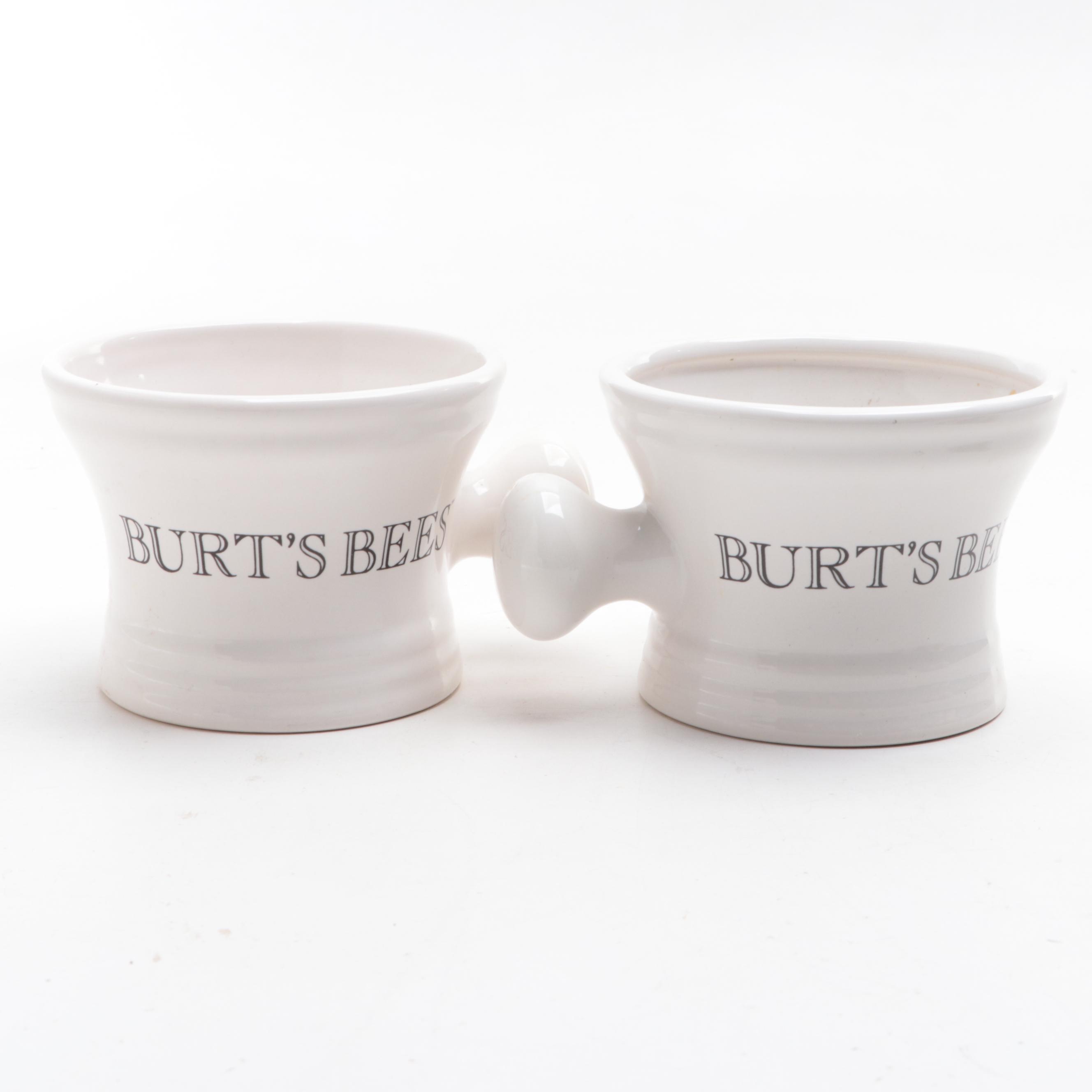Bert's Bees Ceramic Shaving Mugs with Brushes and Razors