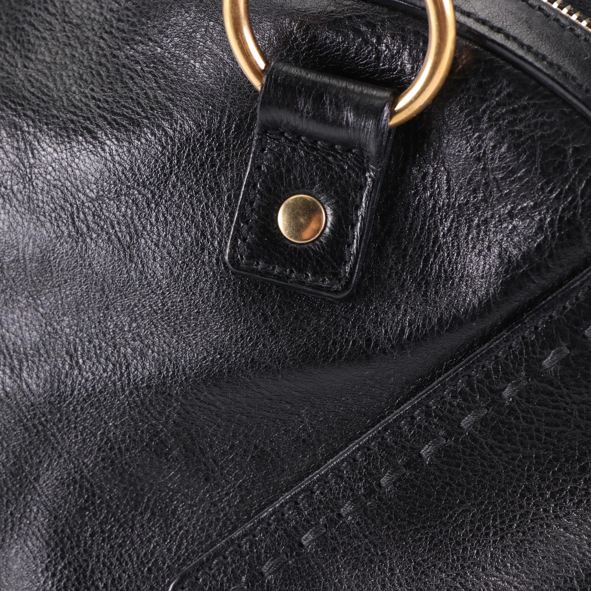 Yves Saint Laurent YSL Sac Muse Handbag in Black Leather