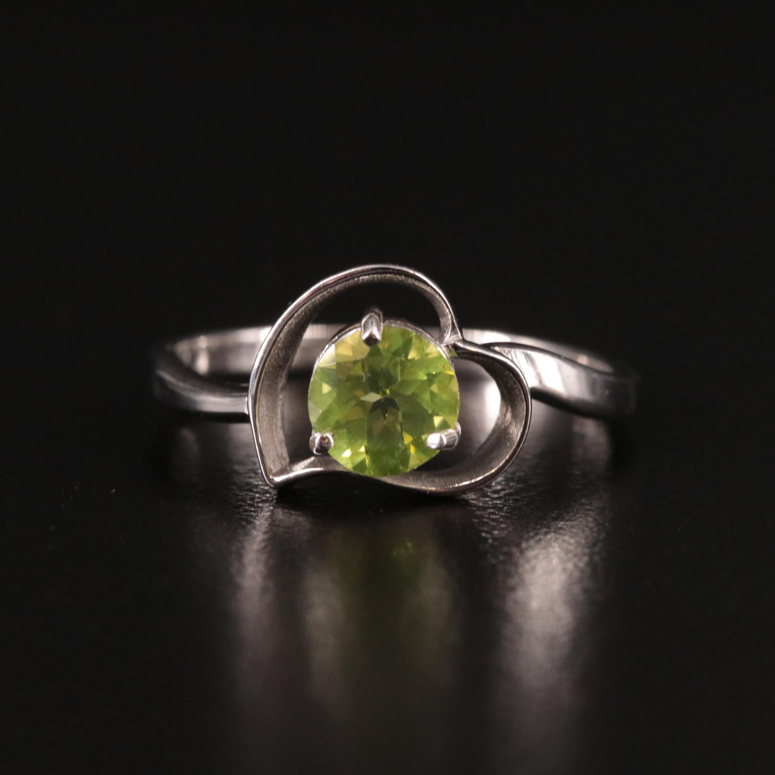 Sterling Peridot Heart Ring