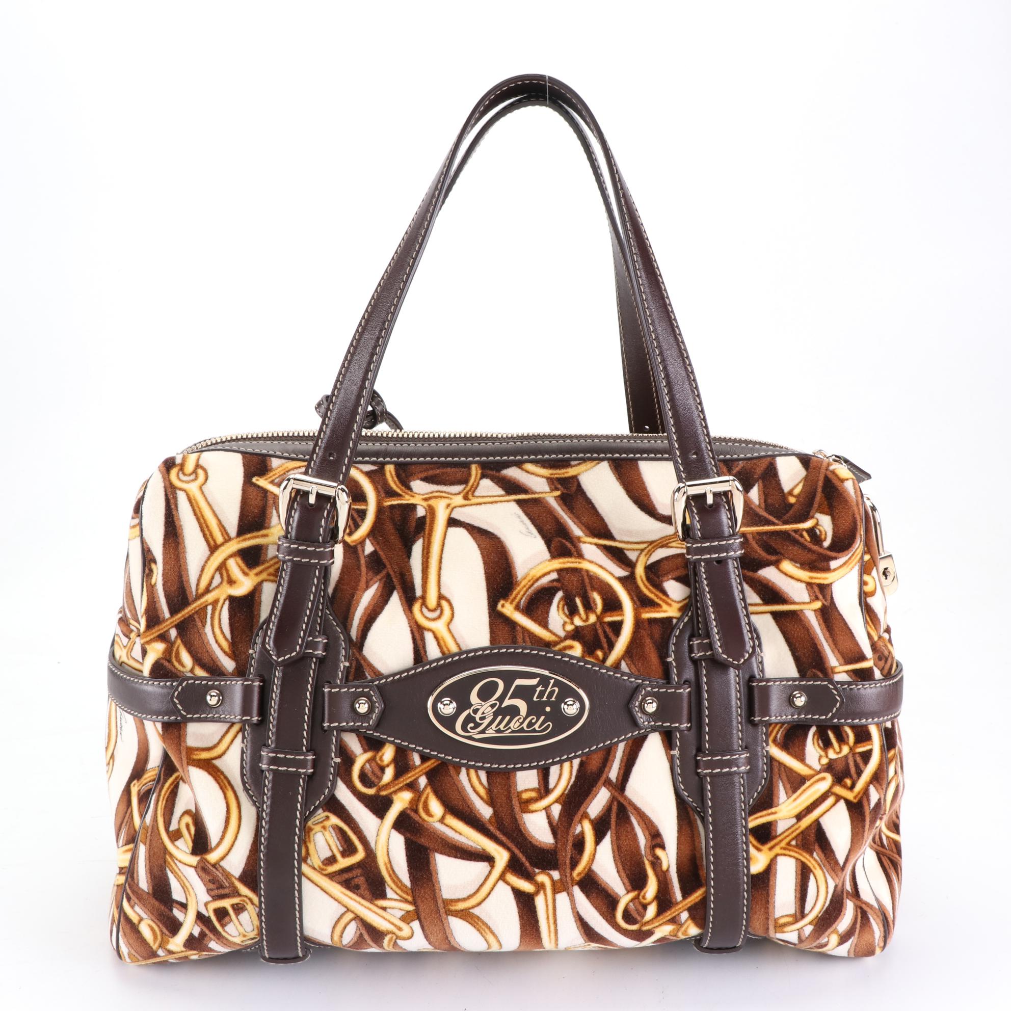 Gucci 85th Anniversary Boston Bag in Printed Velvet