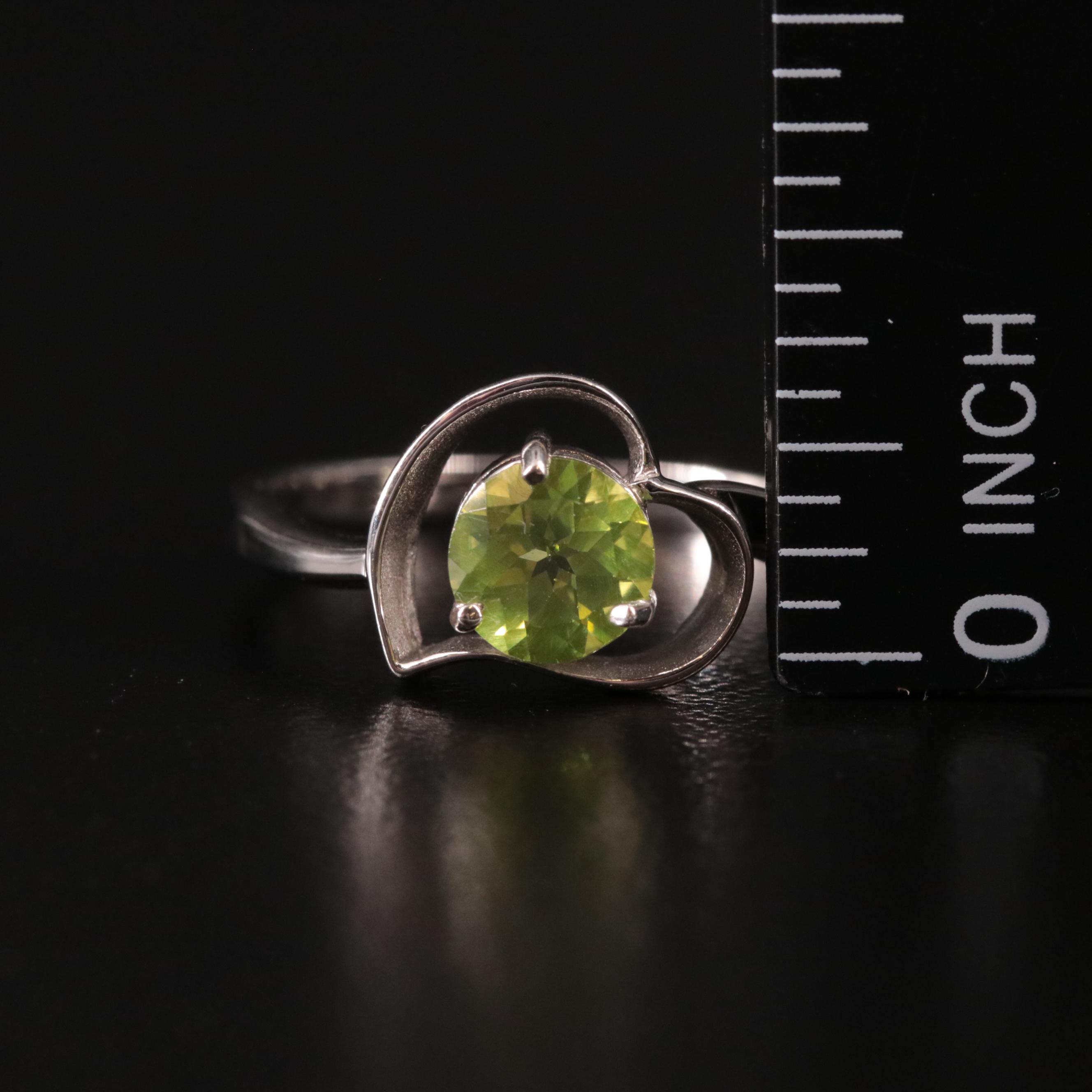 Sterling Peridot Heart Ring
