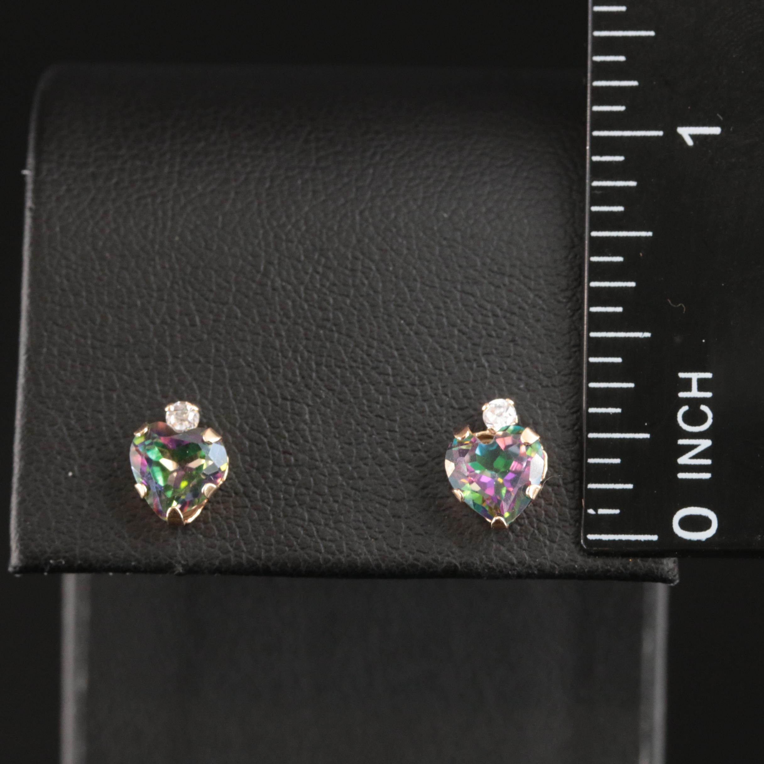 10K Topaz and Cubic Zirconia Heart Stud Earrings