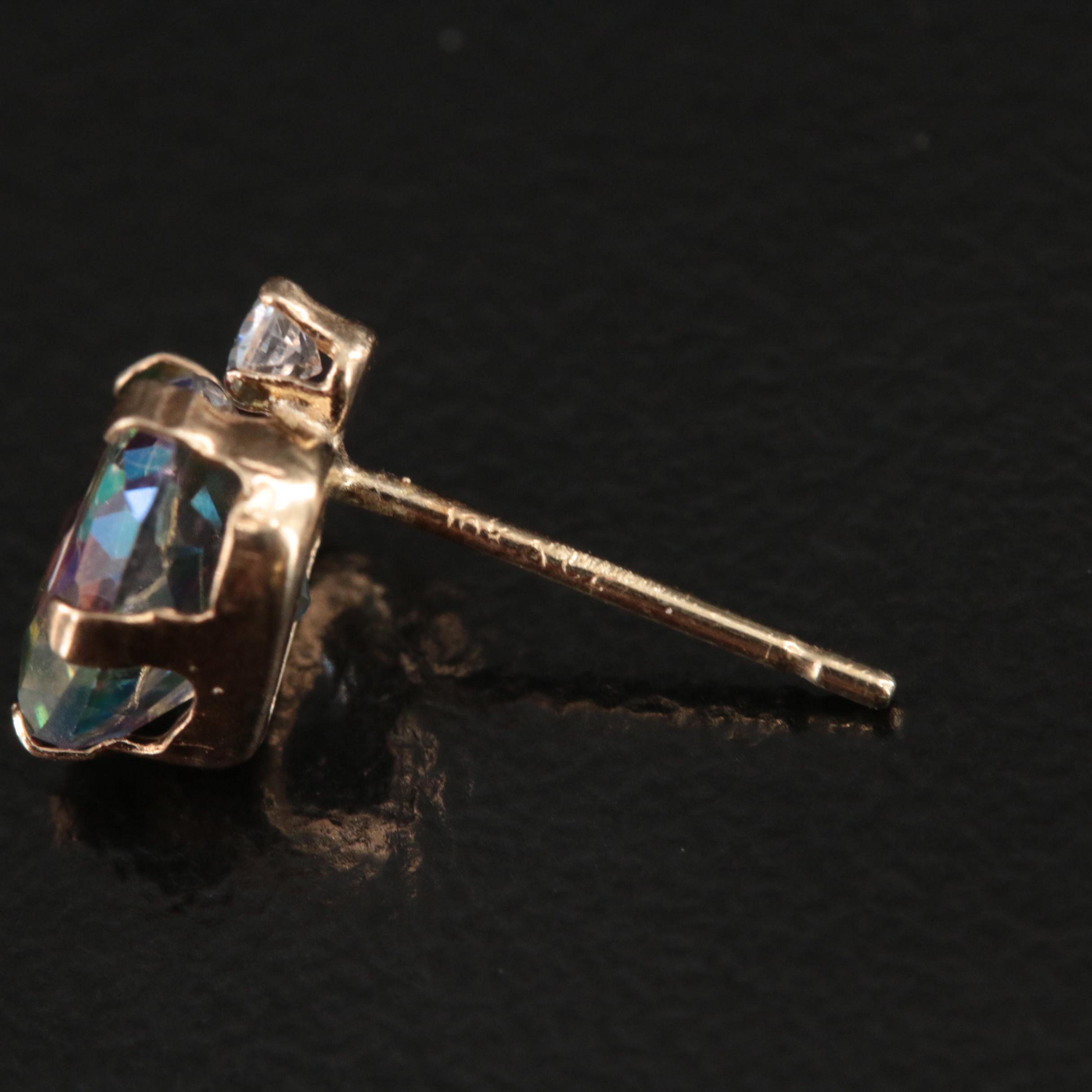 10K Topaz and Cubic Zirconia Heart Stud Earrings