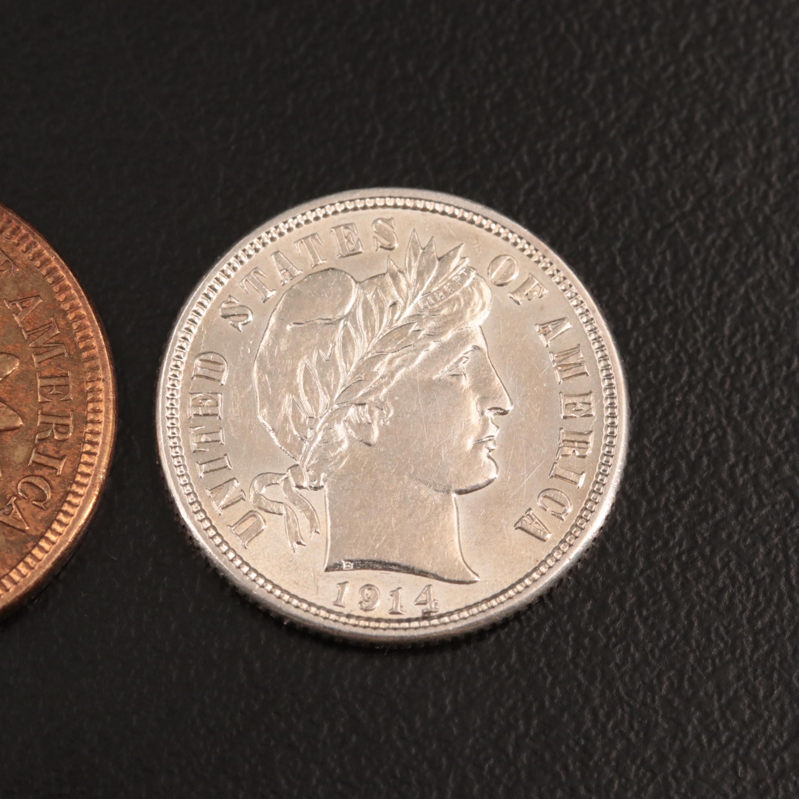 Two United States Copper and Silver Type Coins