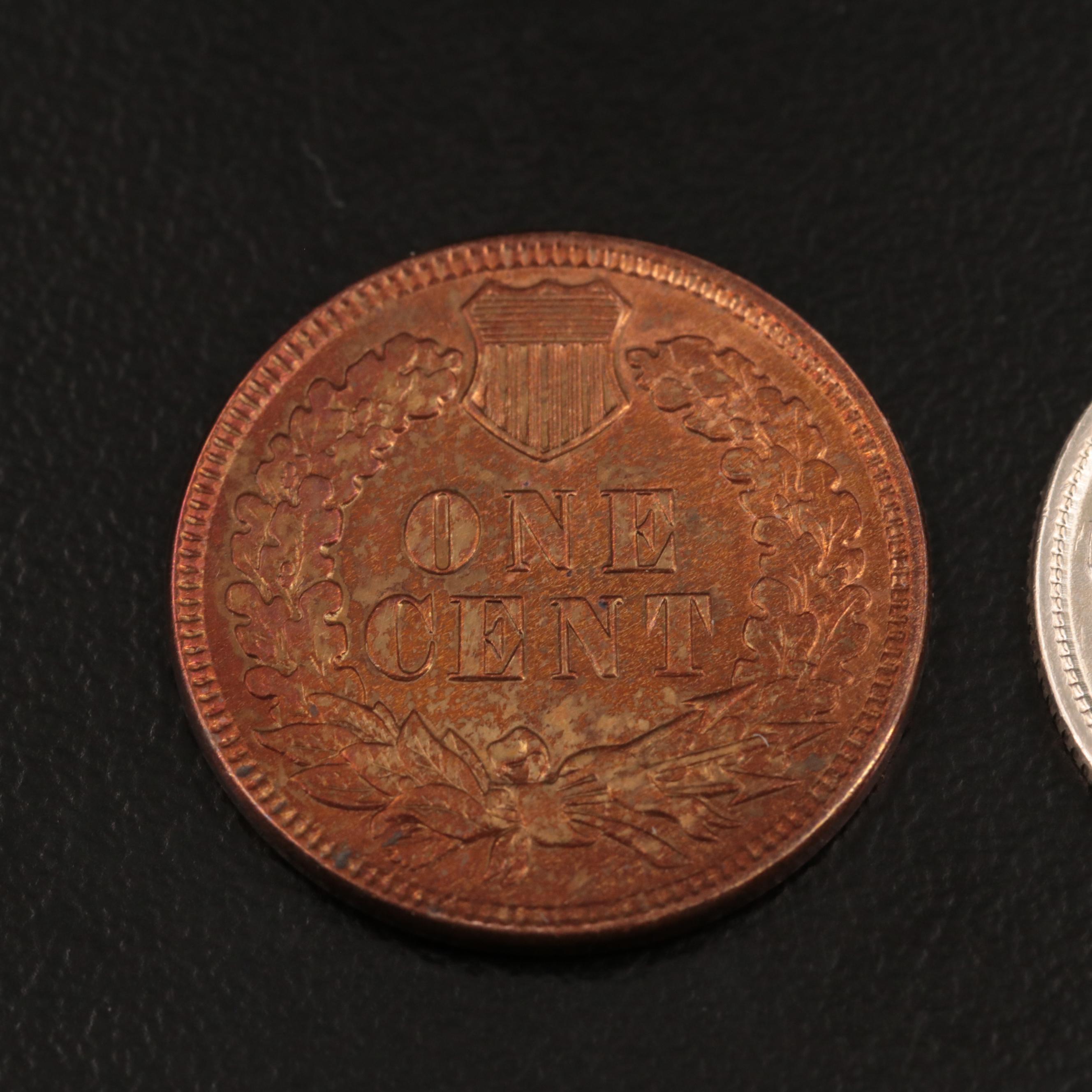 Two United States Copper and Silver Type Coins