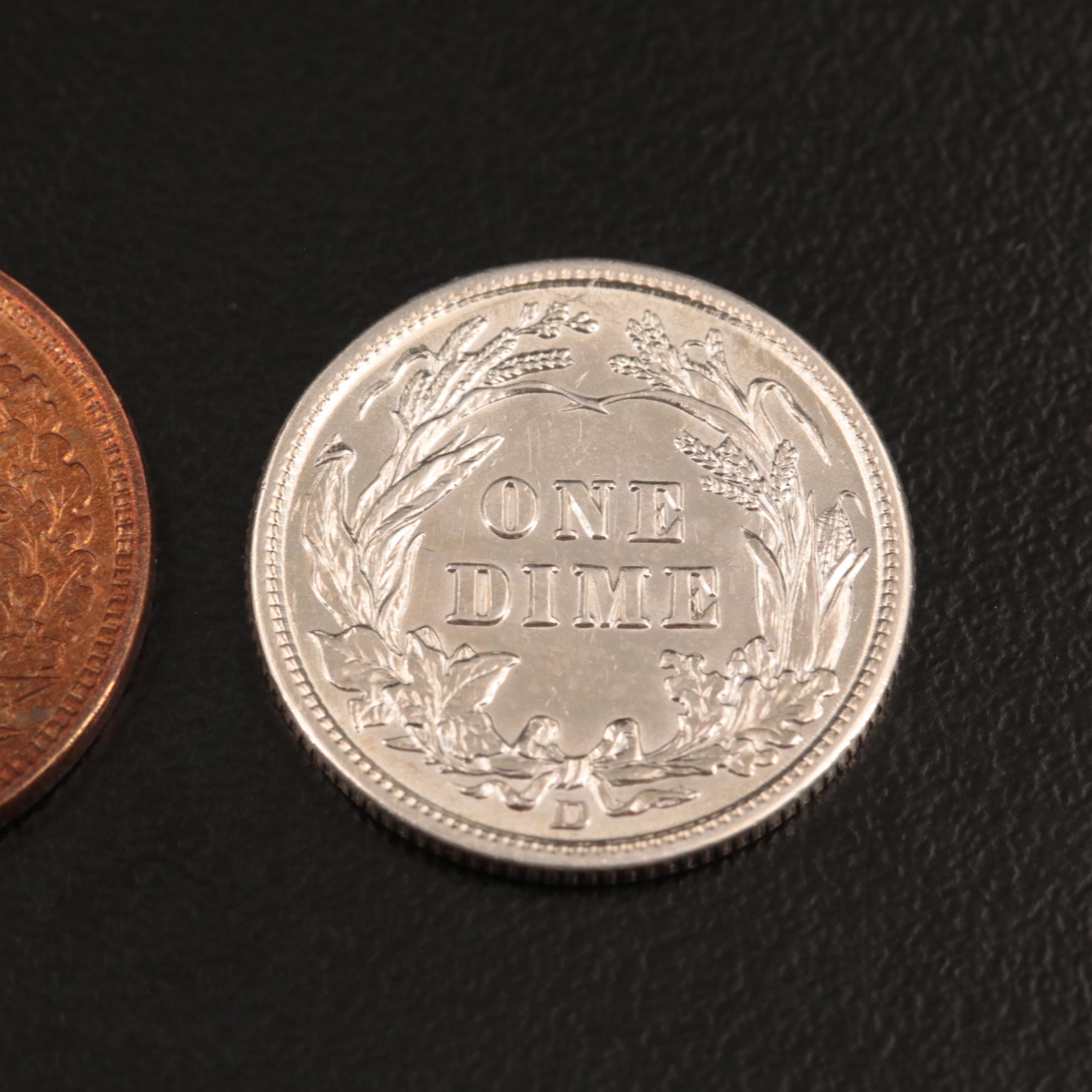 Two United States Copper and Silver Type Coins