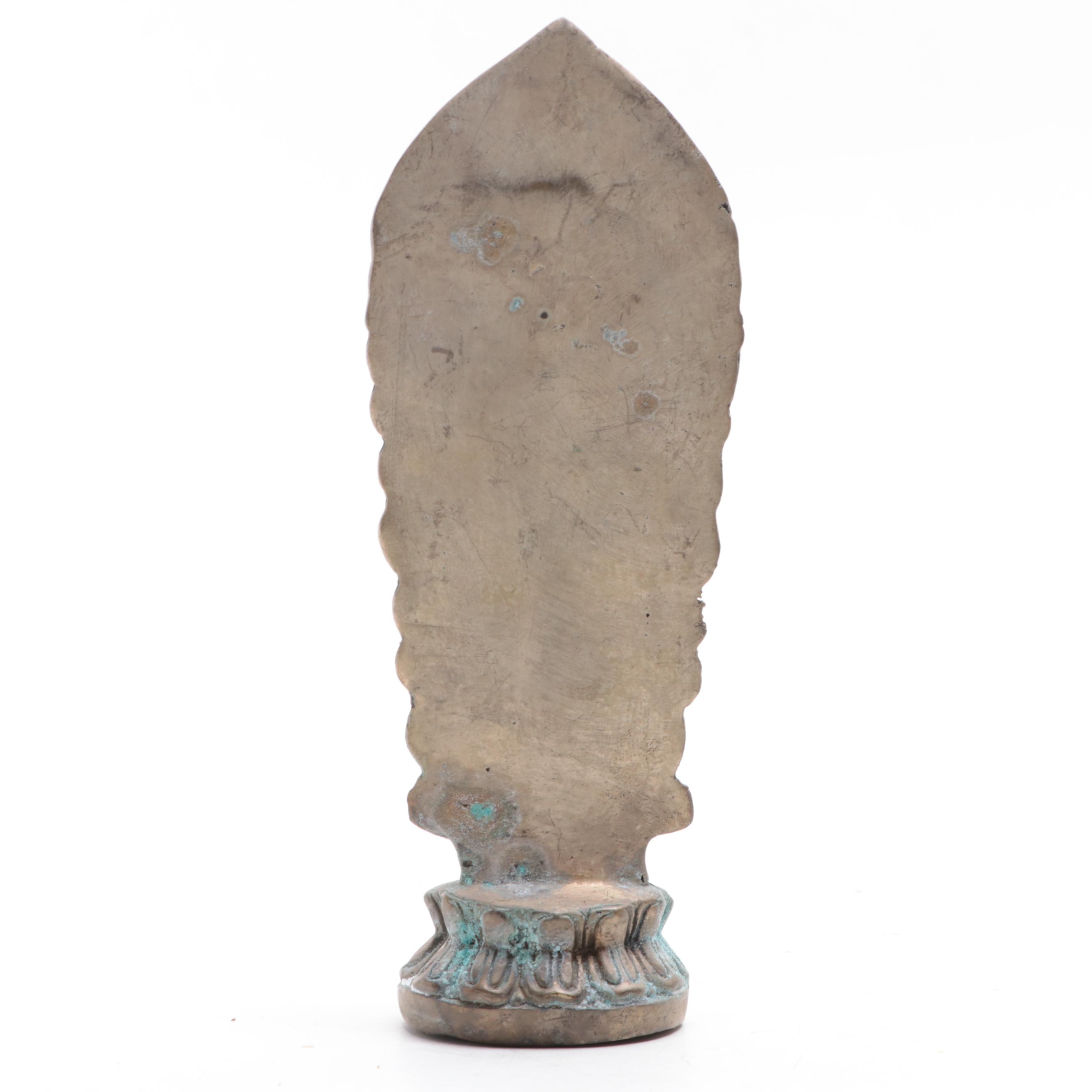 Chinese Cast Metal Guanyin and Elephant Figurine