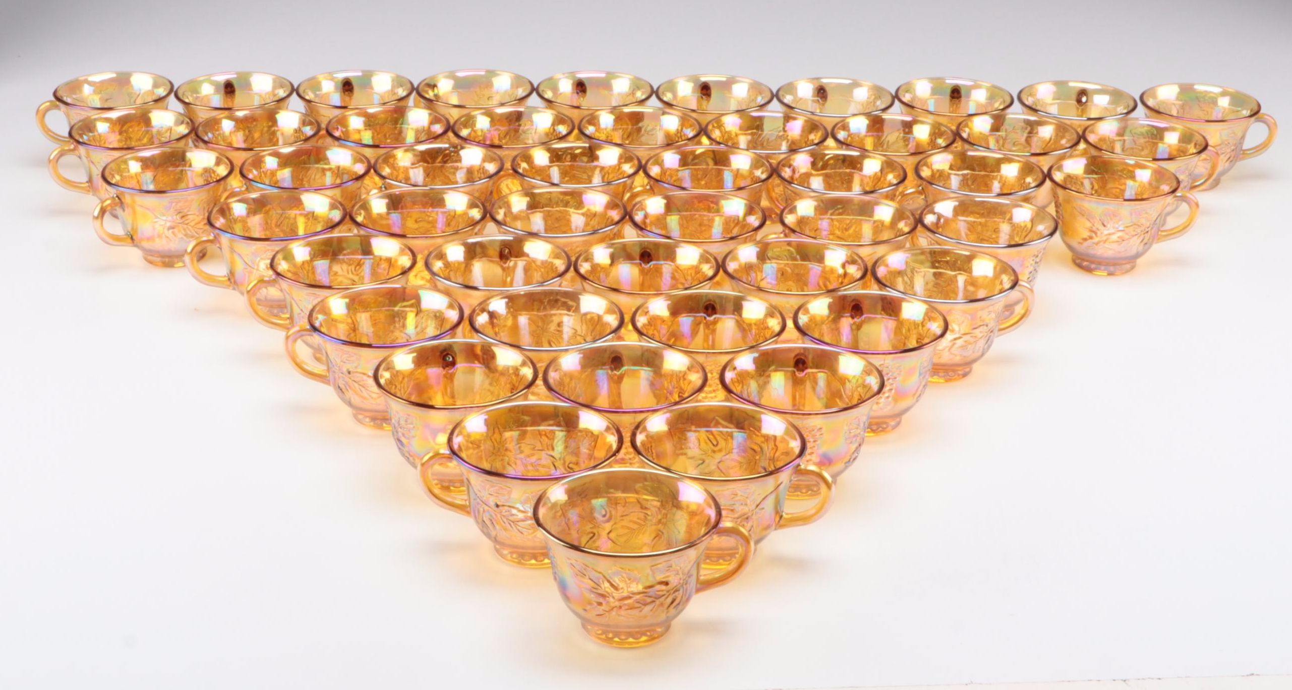 Indiana Glass "Princess Gold Carnival" Punch Bowl, Cups, Hooks and Ladle